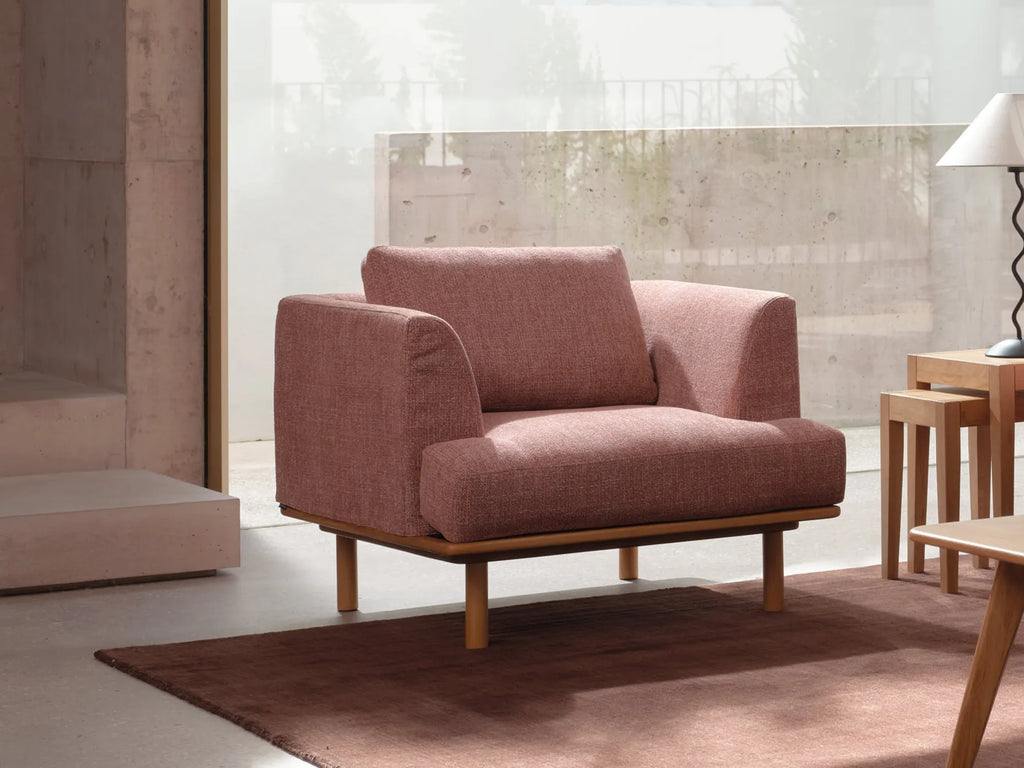 Anika Armchair Clay Pink Fabric Solid American Oak