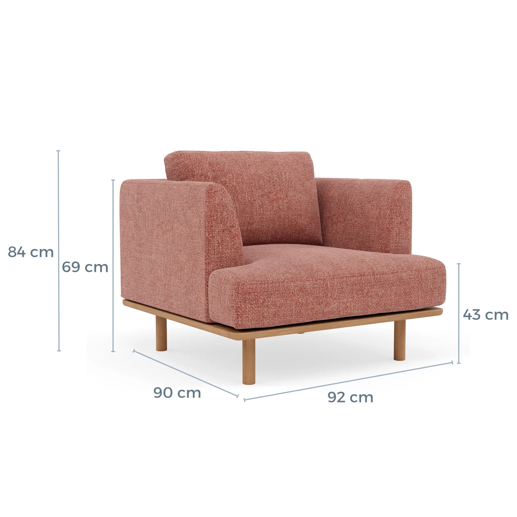 Anika Armchair Clay Pink Fabric Solid American Oak