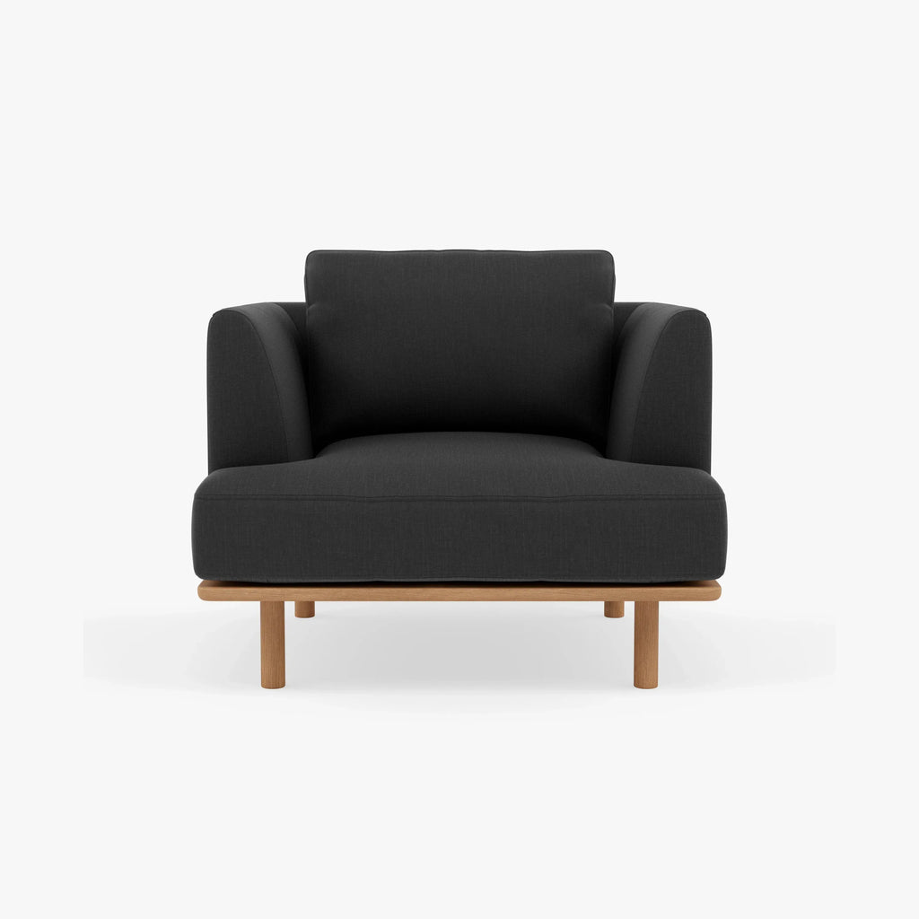 Anika Armchair Coal Grey Fabric Solid American Oak