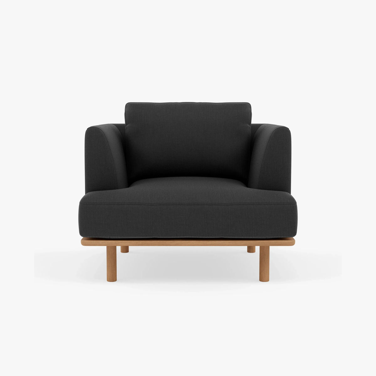 Anika Armchair Coal Grey Fabric Solid American Oak