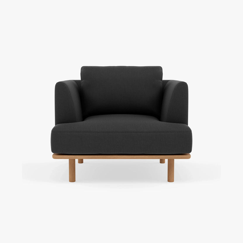 Anika Armchair Coal Grey Fabric Solid American Oak