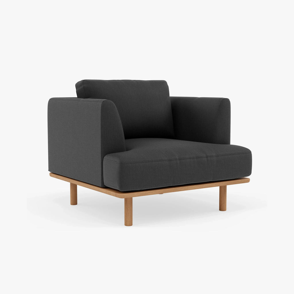 Anika Armchair Coal Grey Fabric Solid American Oak