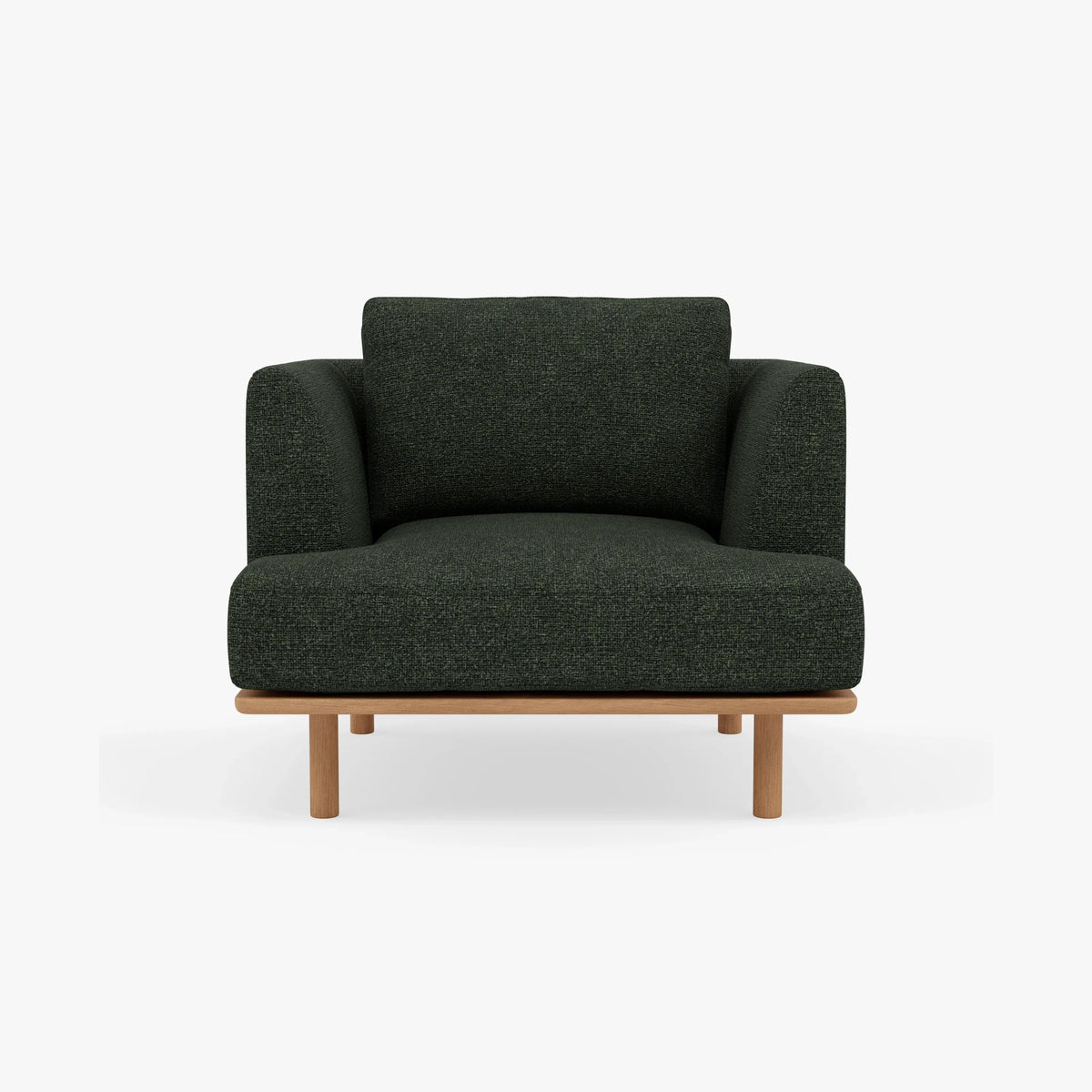 Anika Armchair Olive Green Fabric Solid American Oak