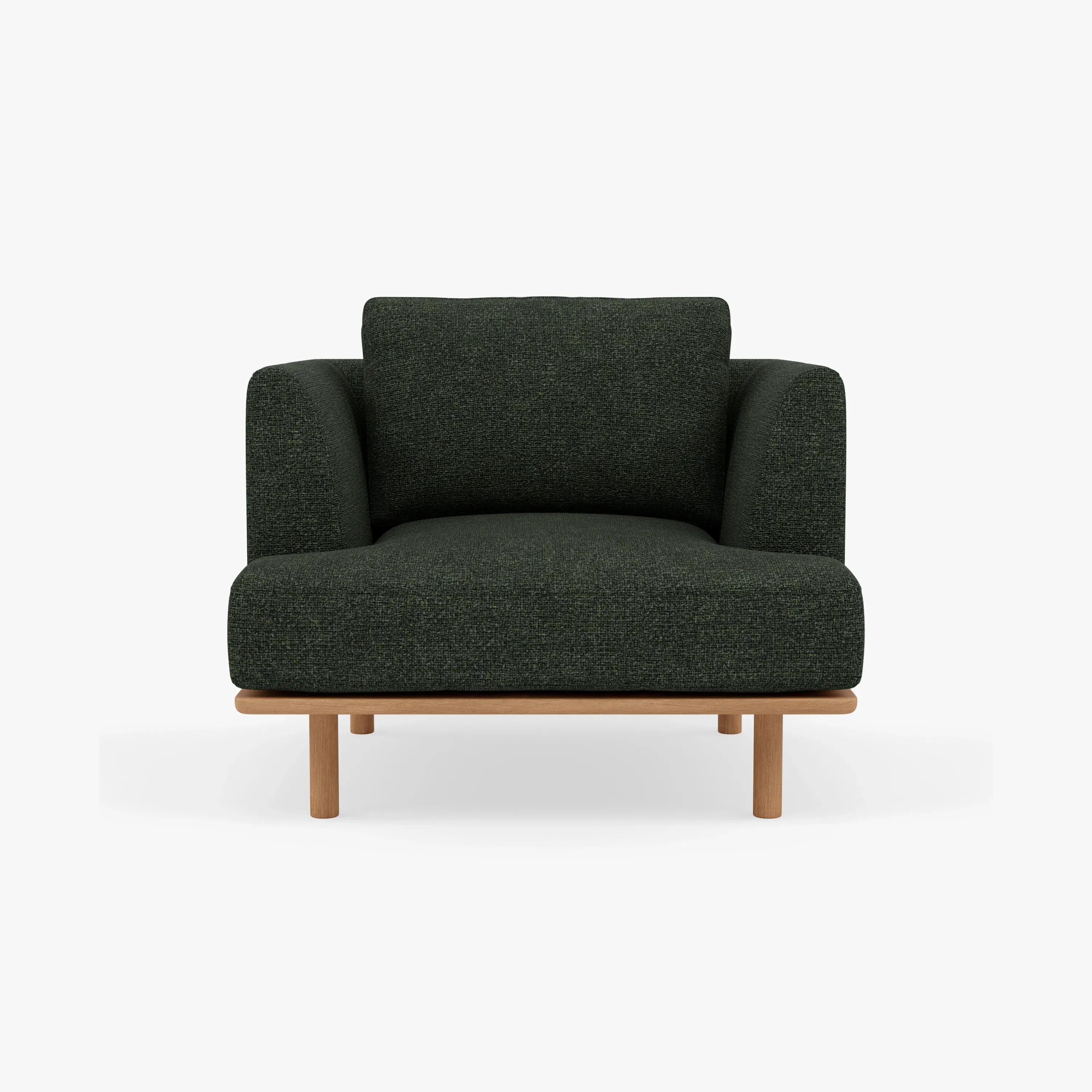 Anika Armchair Olive Green Fabric Solid American Oak