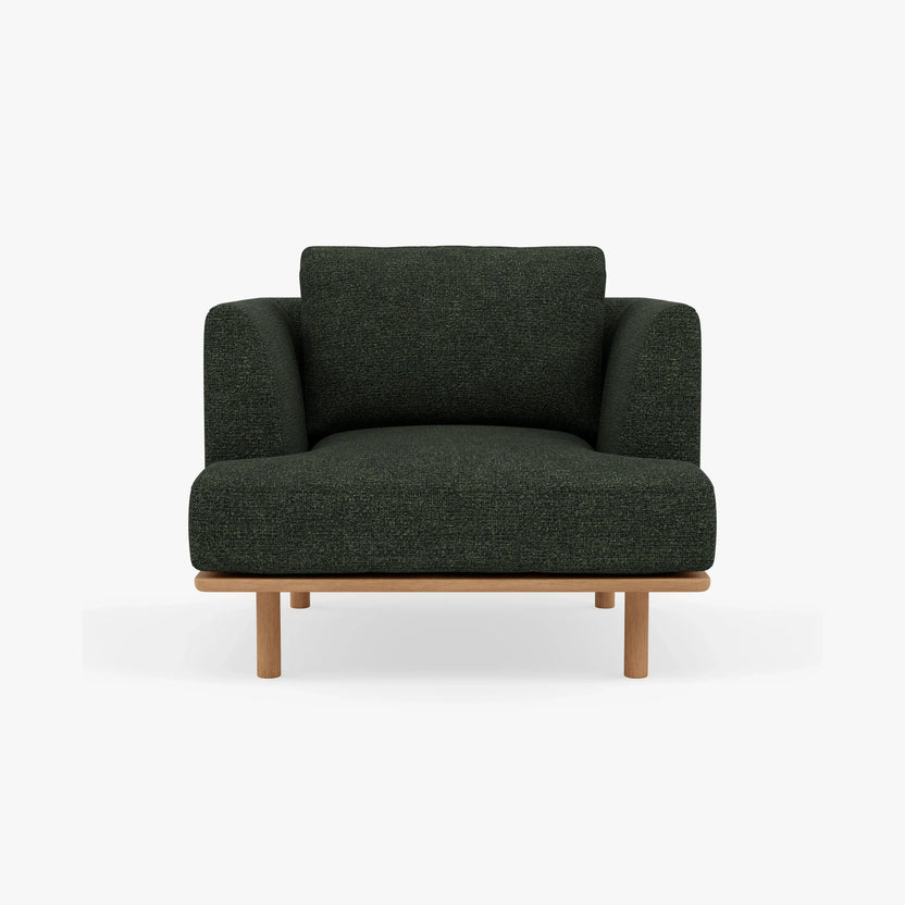 Anika Armchair Olive Green Fabric Solid American Oak