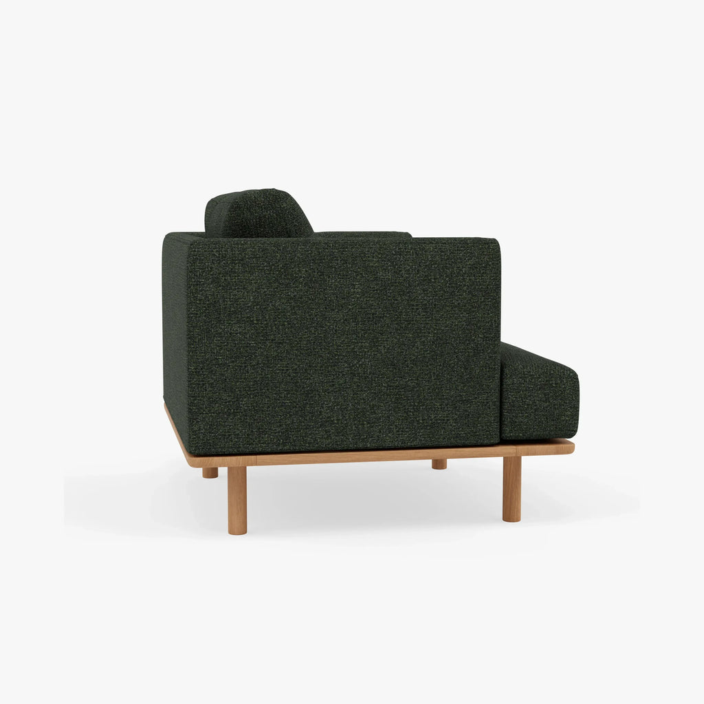 Anika Armchair Olive Green Fabric Solid American Oak
