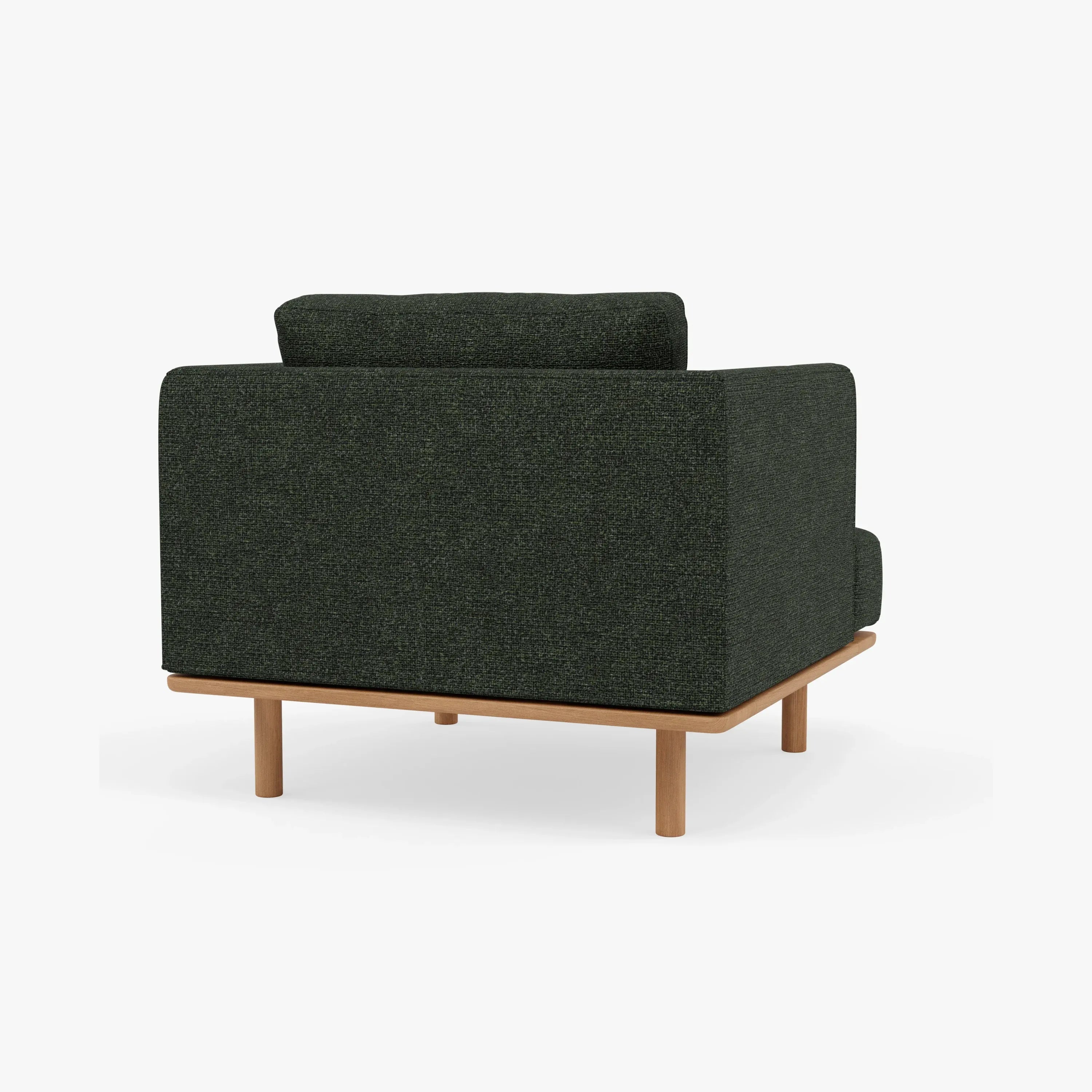 Anika Armchair Olive Green Fabric Solid American Oak