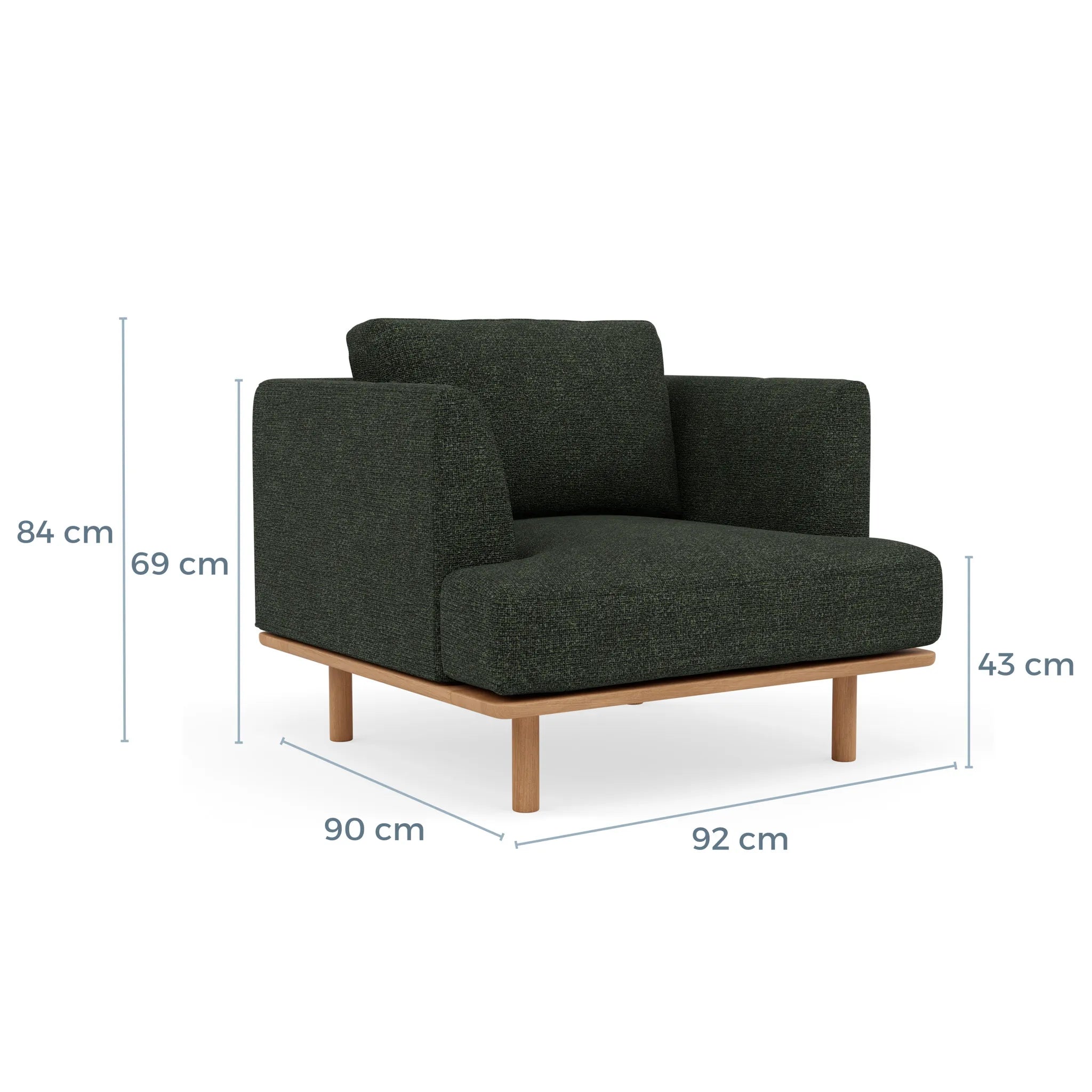 Anika Armchair Olive Green Fabric Solid American Oak