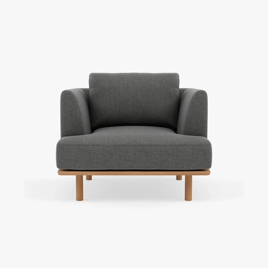 Anika Armchair Steel Grey Fabric Solid American Oak