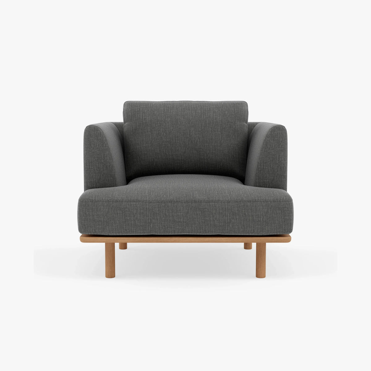 Anika Armchair Steel Grey Fabric Solid American Oak