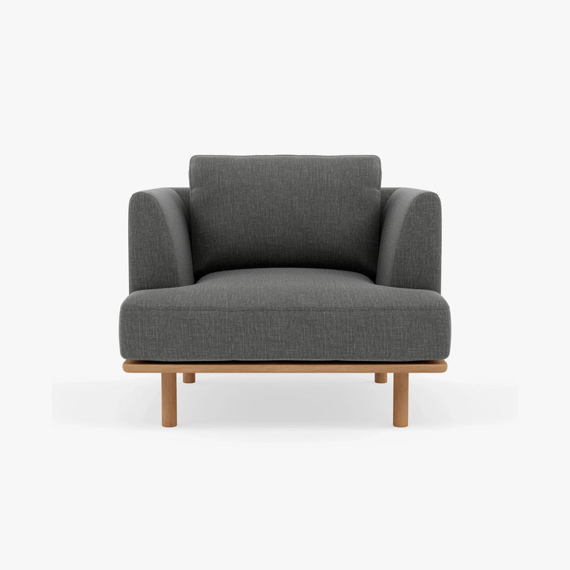 Anika Armchair Steel Grey Fabric Solid American Oak