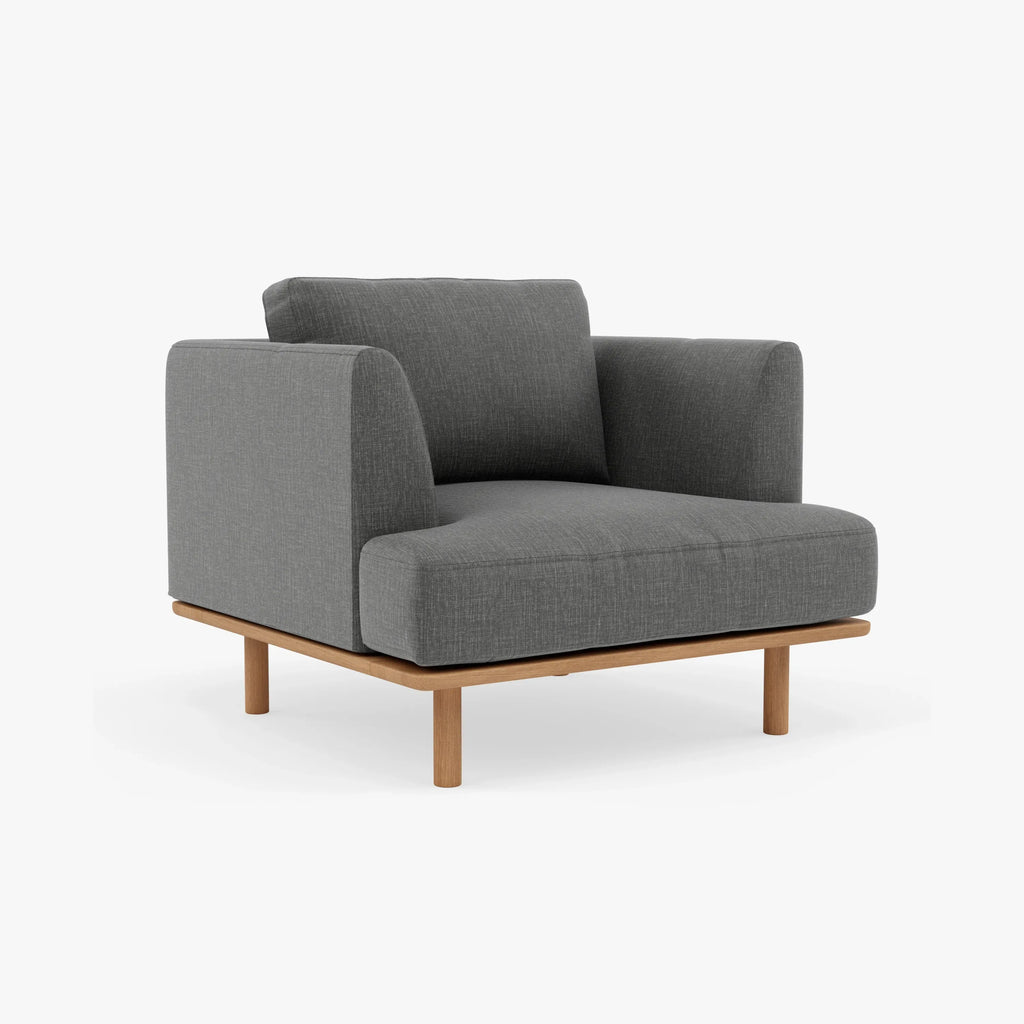 Anika Armchair Steel Grey Fabric Solid American Oak