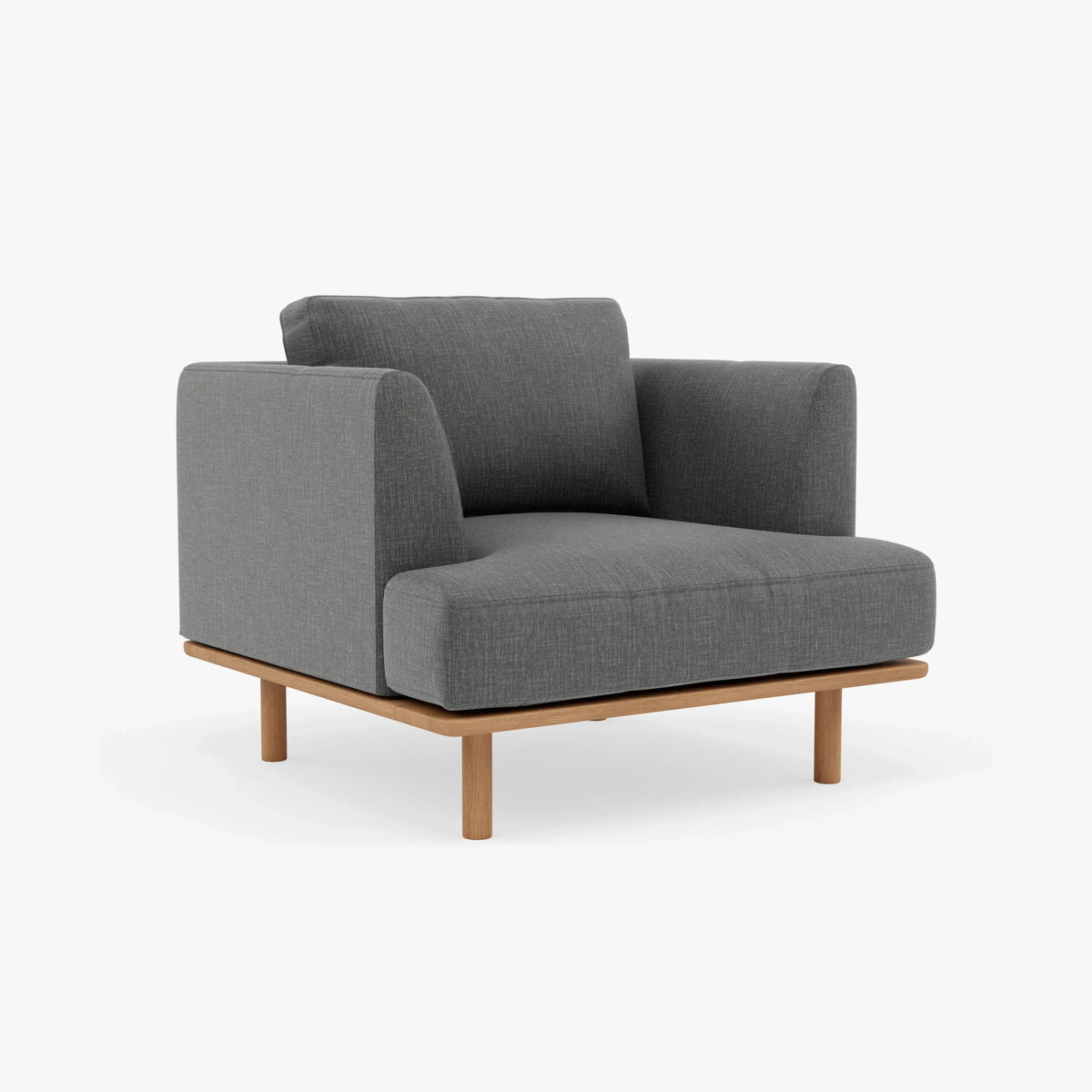 Anika Armchair Steel Grey Fabric Solid American Oak