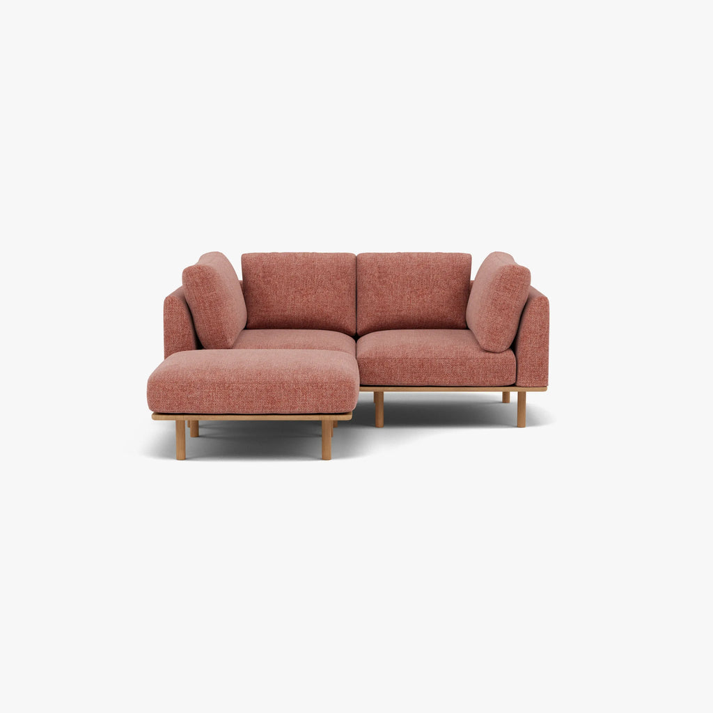 Anika Modular Sofa 2-Seater Chaise Clay Pink Fabric Solid American Oak