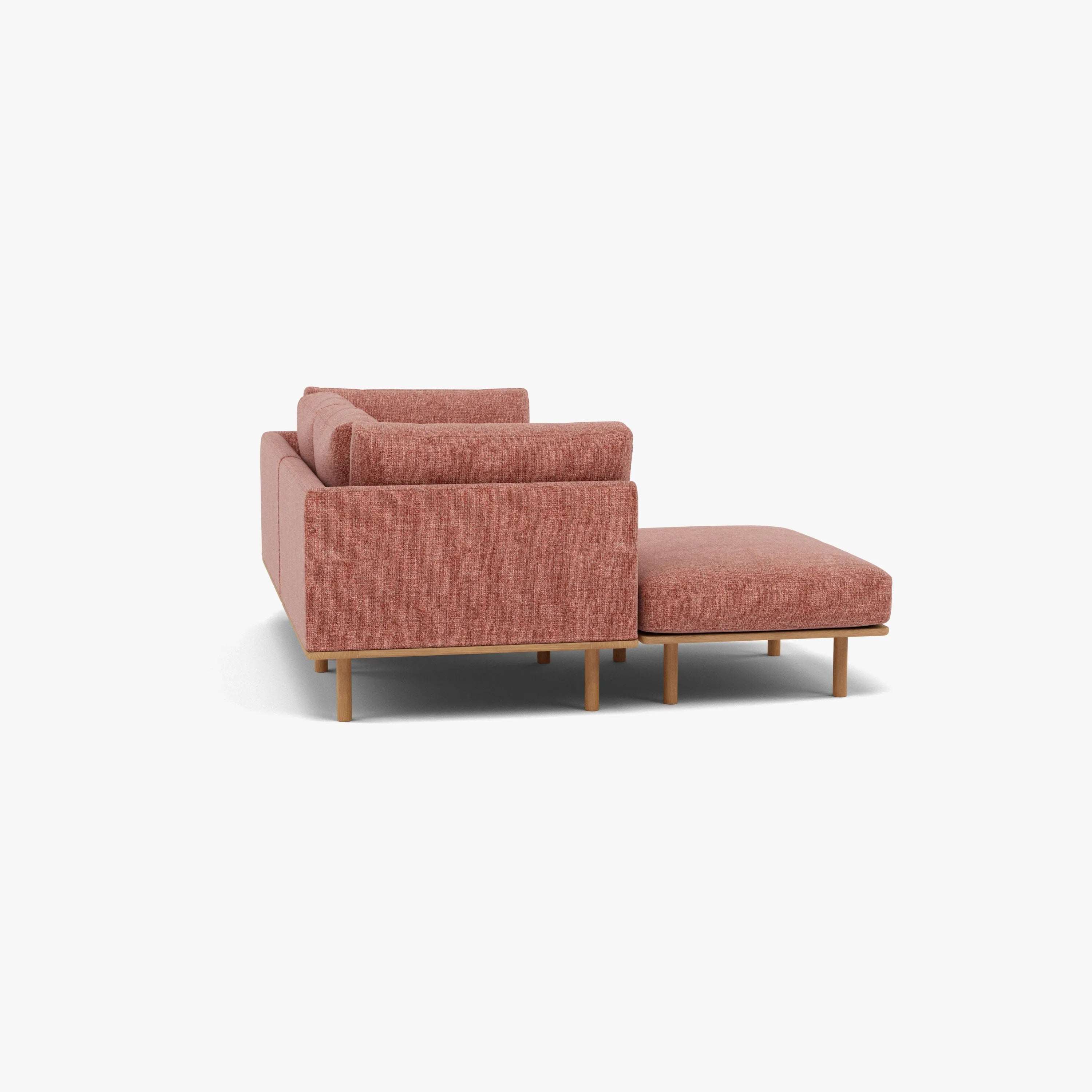 Anika Modular Sofa 2-Seater Chaise Clay Pink Fabric Solid American Oak