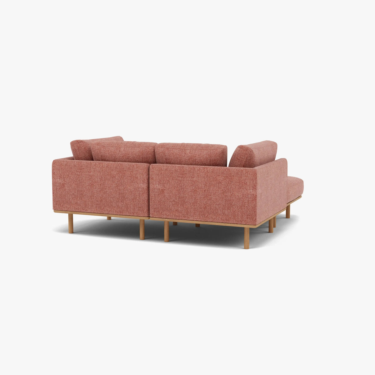 Anika Modular Sofa 2-Seater Chaise Clay Pink Fabric Solid American Oak