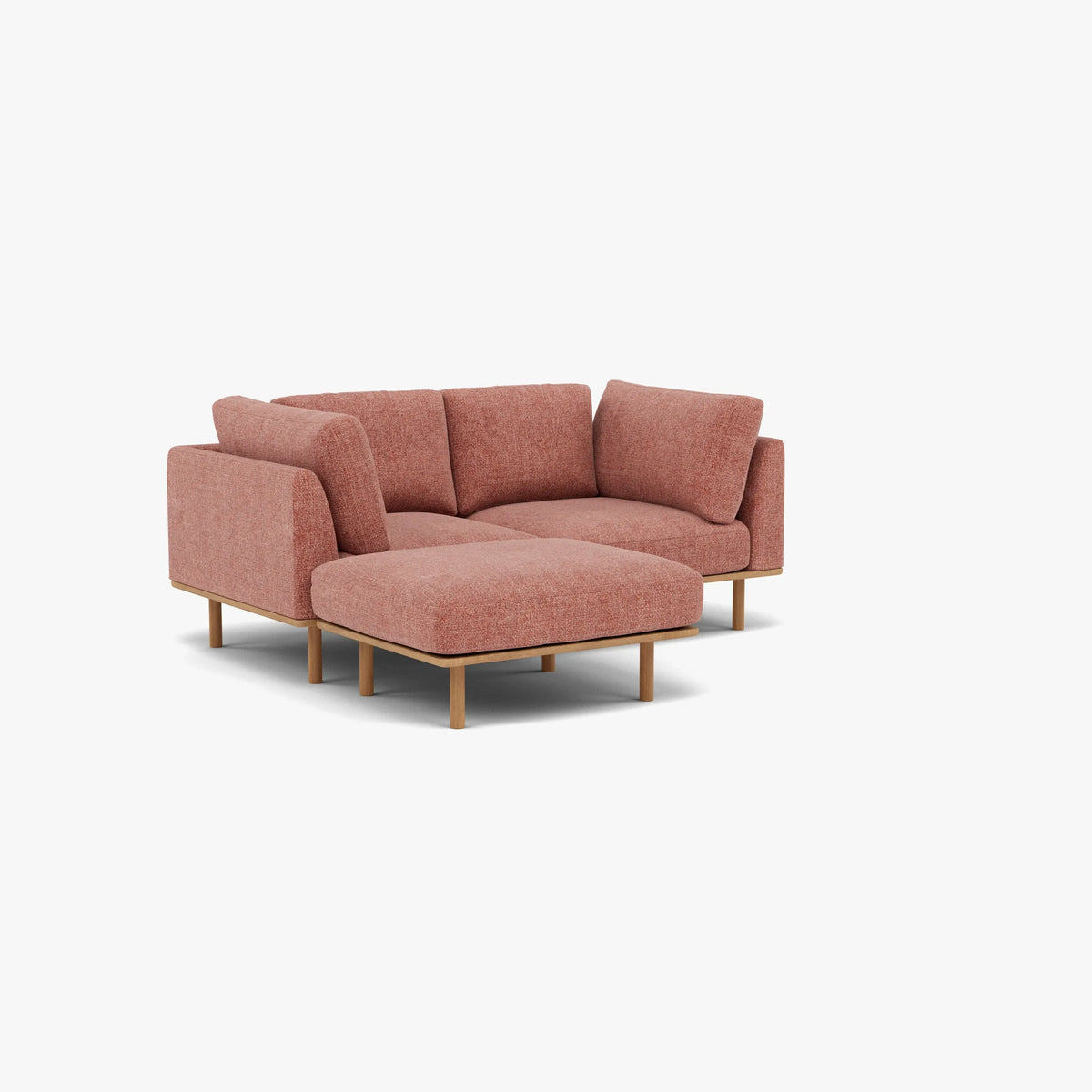 Anika Modular Sofa 2-Seater Chaise Clay Pink Fabric Solid American Oak