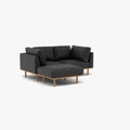 Anika Modular Sofa 2-Seater Chaise Coal Grey Fabric Solid American Oak