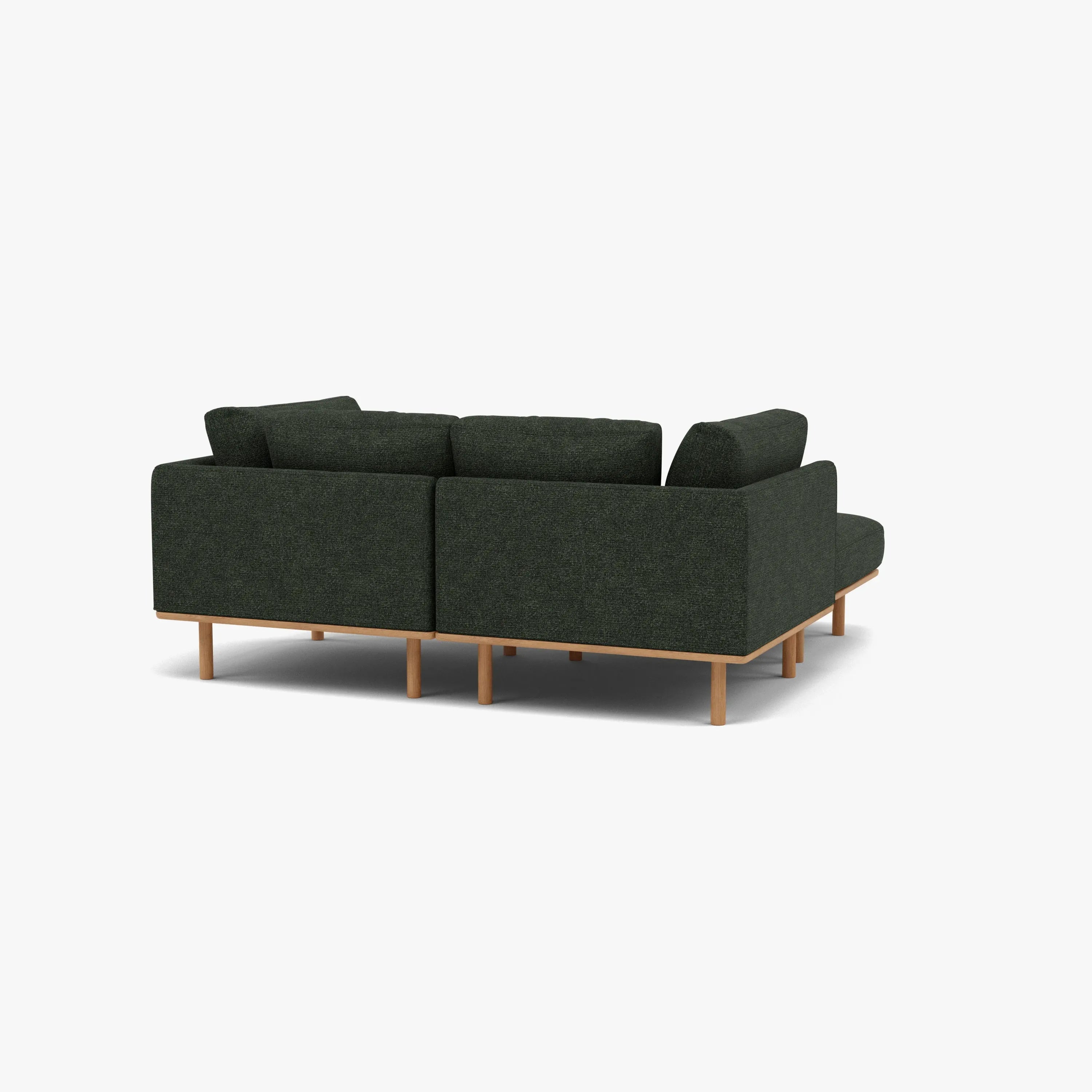 Anika Modular Sofa 2-Seater Chaise Olive Green Fabric Solid American Oak