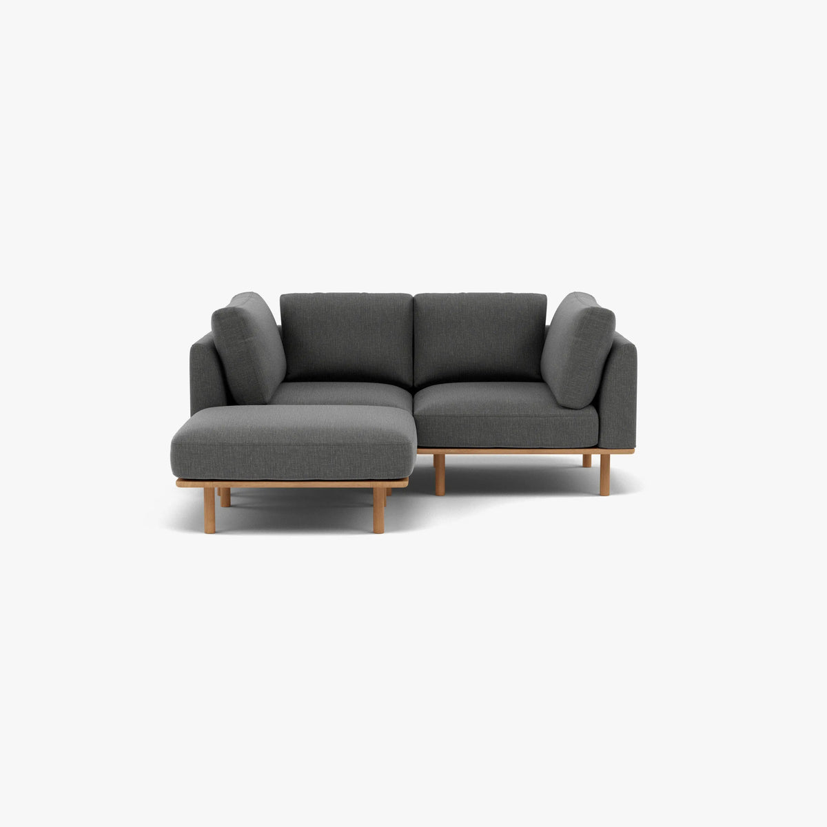 Anika Modular Sofa 2-Seater Chaise Steel Grey Fabric Solid American Oak