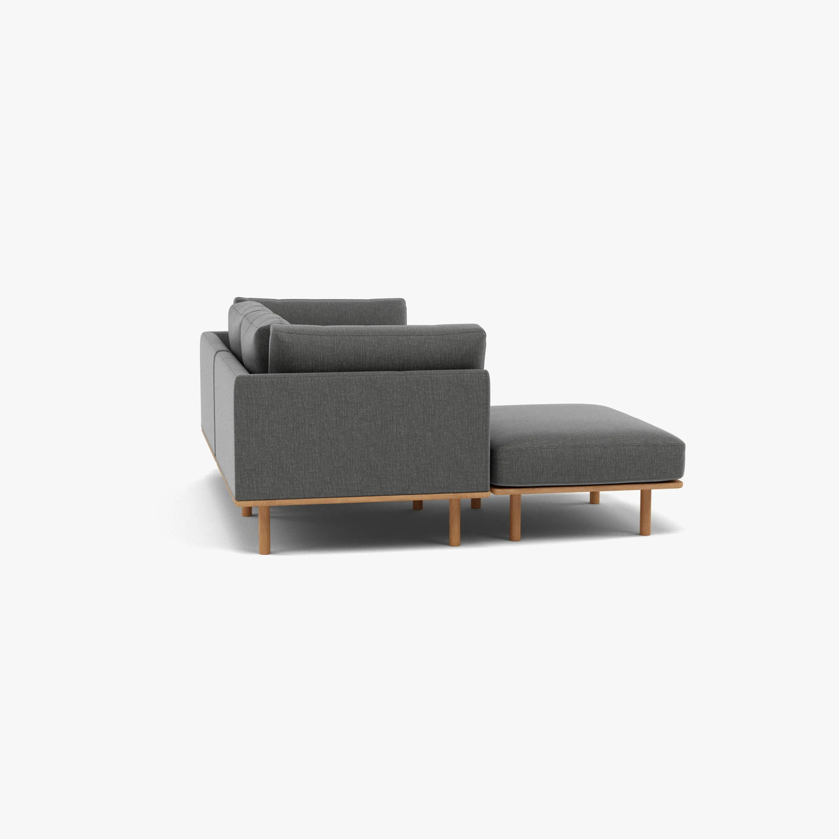 Anika Modular Sofa 2-Seater Chaise Steel Grey Fabric Solid American Oak