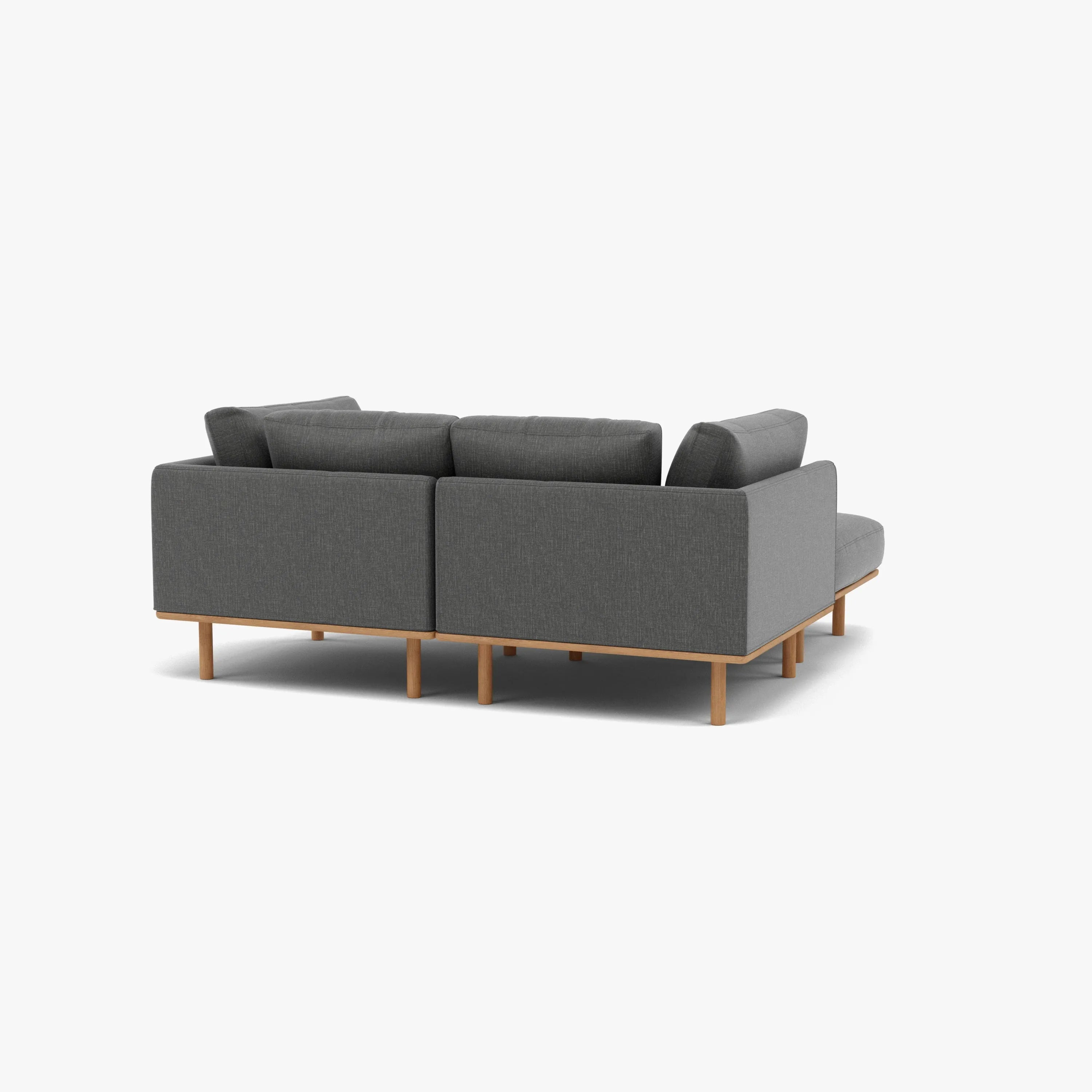 Anika Modular Sofa 2-Seater Chaise Steel Grey Fabric Solid American Oak