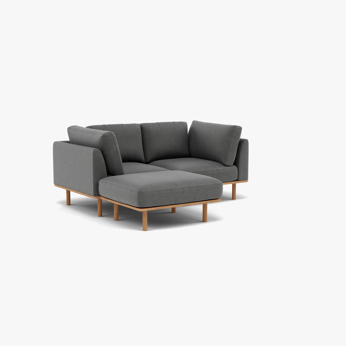 Anika Modular Sofa 2-Seater Chaise Steel Grey Fabric Solid American Oak