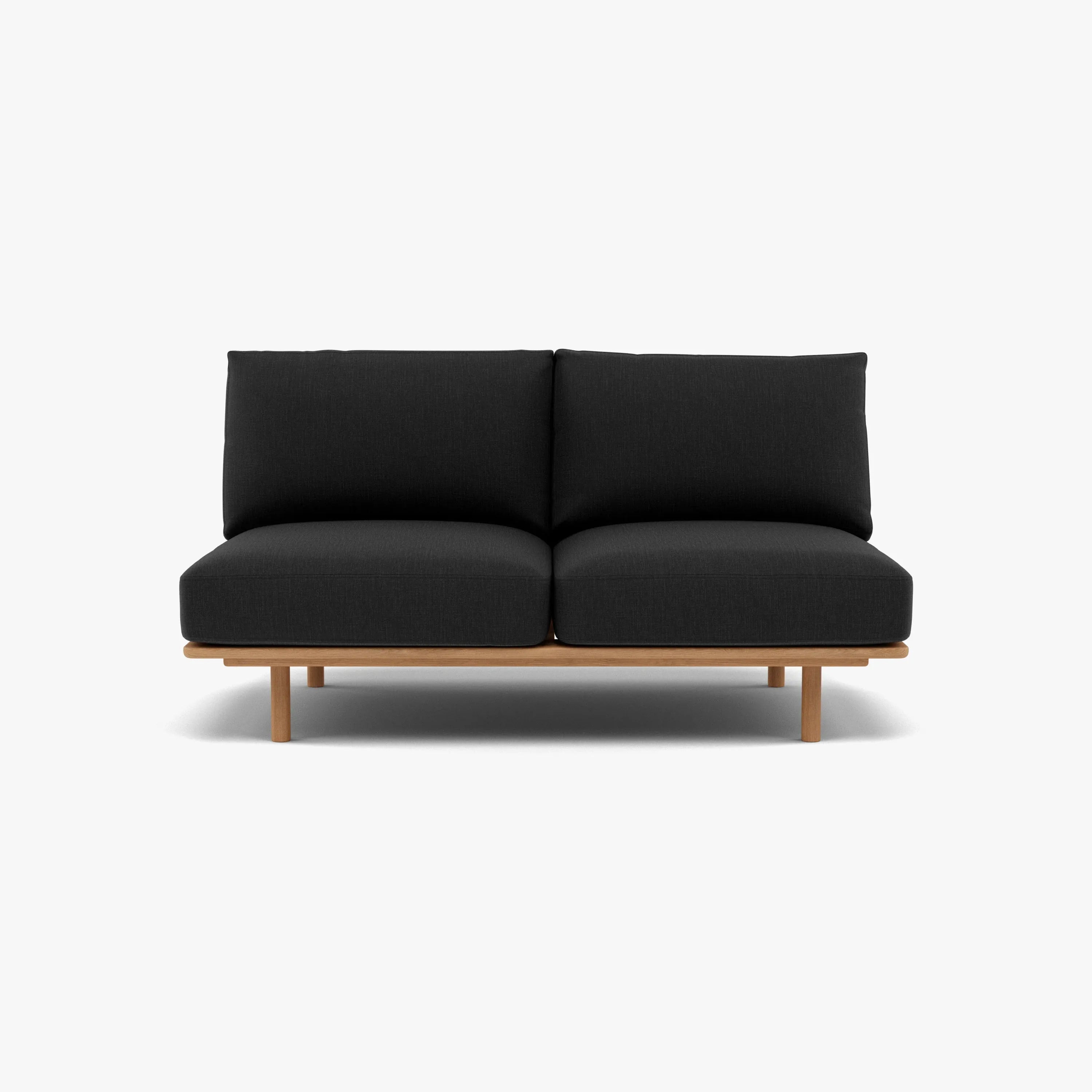 Anika Modular Sofa 2-Seater Component Coal Grey Fabric Solid American Oak