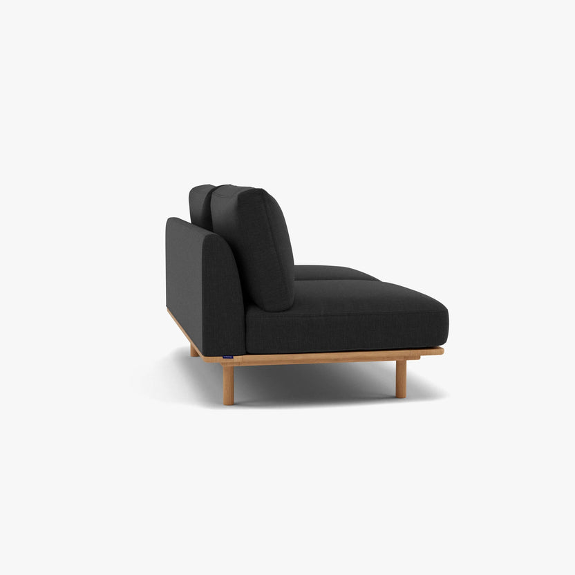 Anika Modular Sofa 2-Seater Component Coal Grey Fabric Solid American Oak