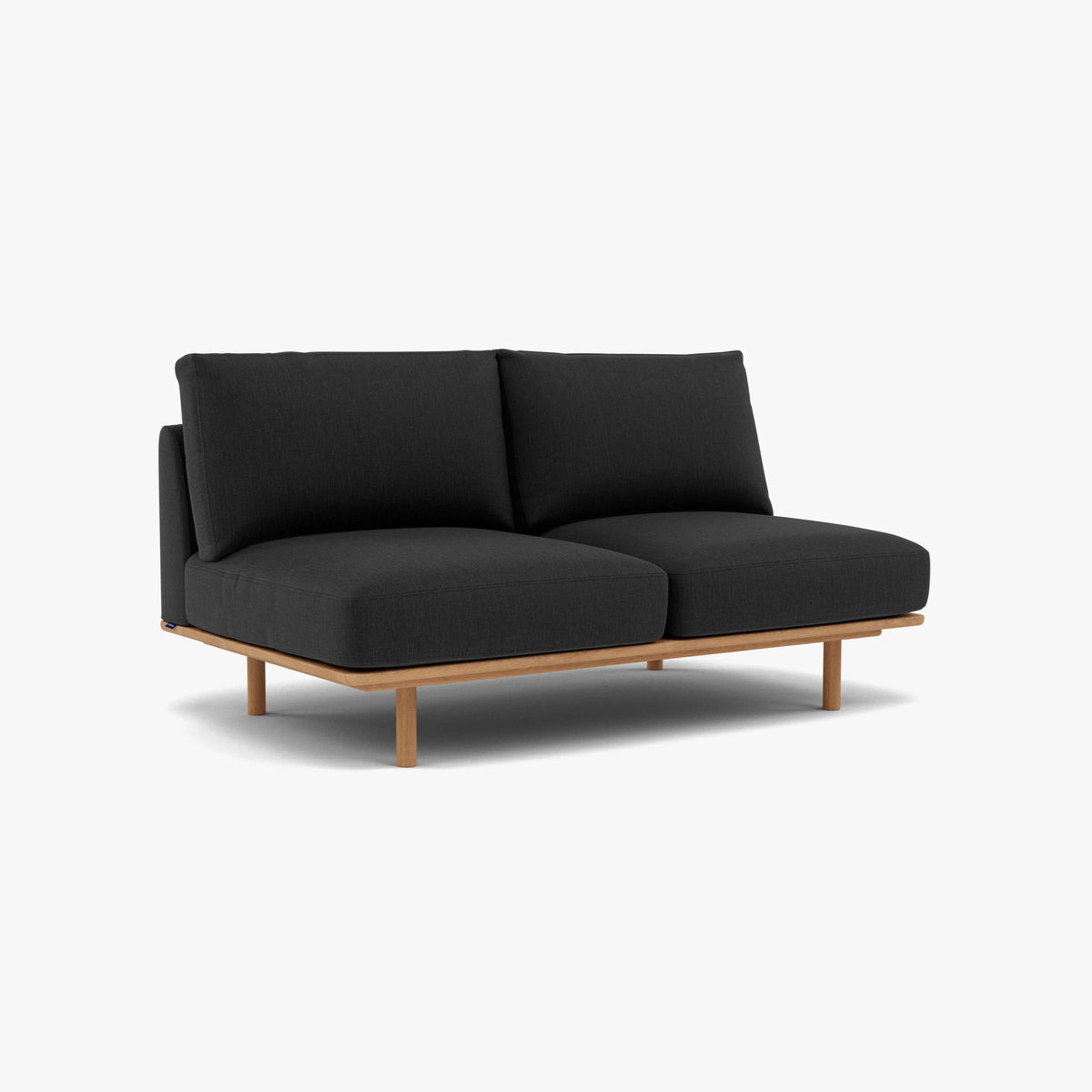 Anika Modular Sofa 2-Seater Component Coal Grey Fabric Solid American Oak