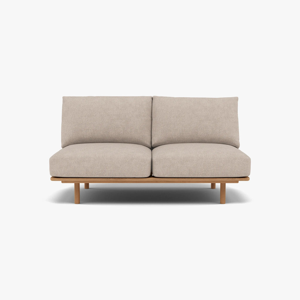 Anika Modular Sofa 2-Seater Component Ivory Beige Fabric Solid American Oak