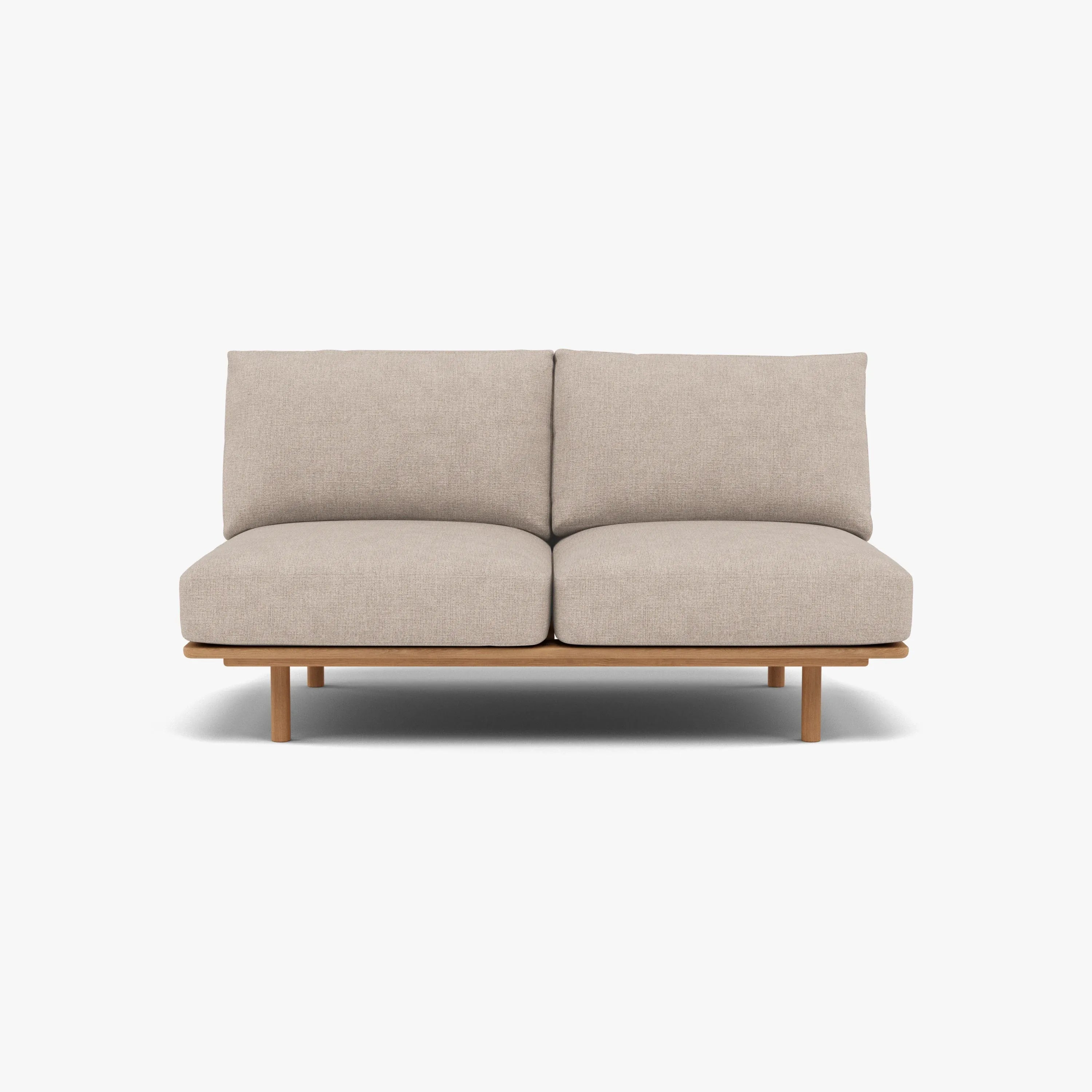 Anika Modular Sofa 2-Seater Component Ivory Beige Fabric Solid American Oak