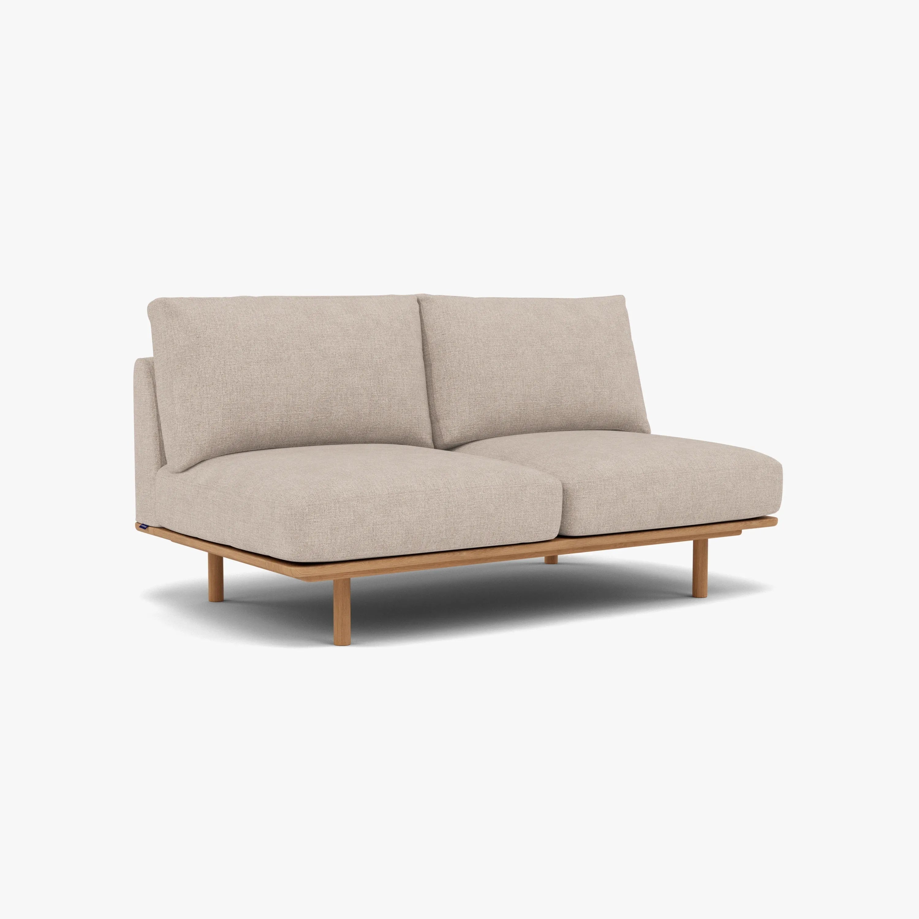 Anika Modular Sofa 2-Seater Component Ivory Beige Fabric Solid American Oak