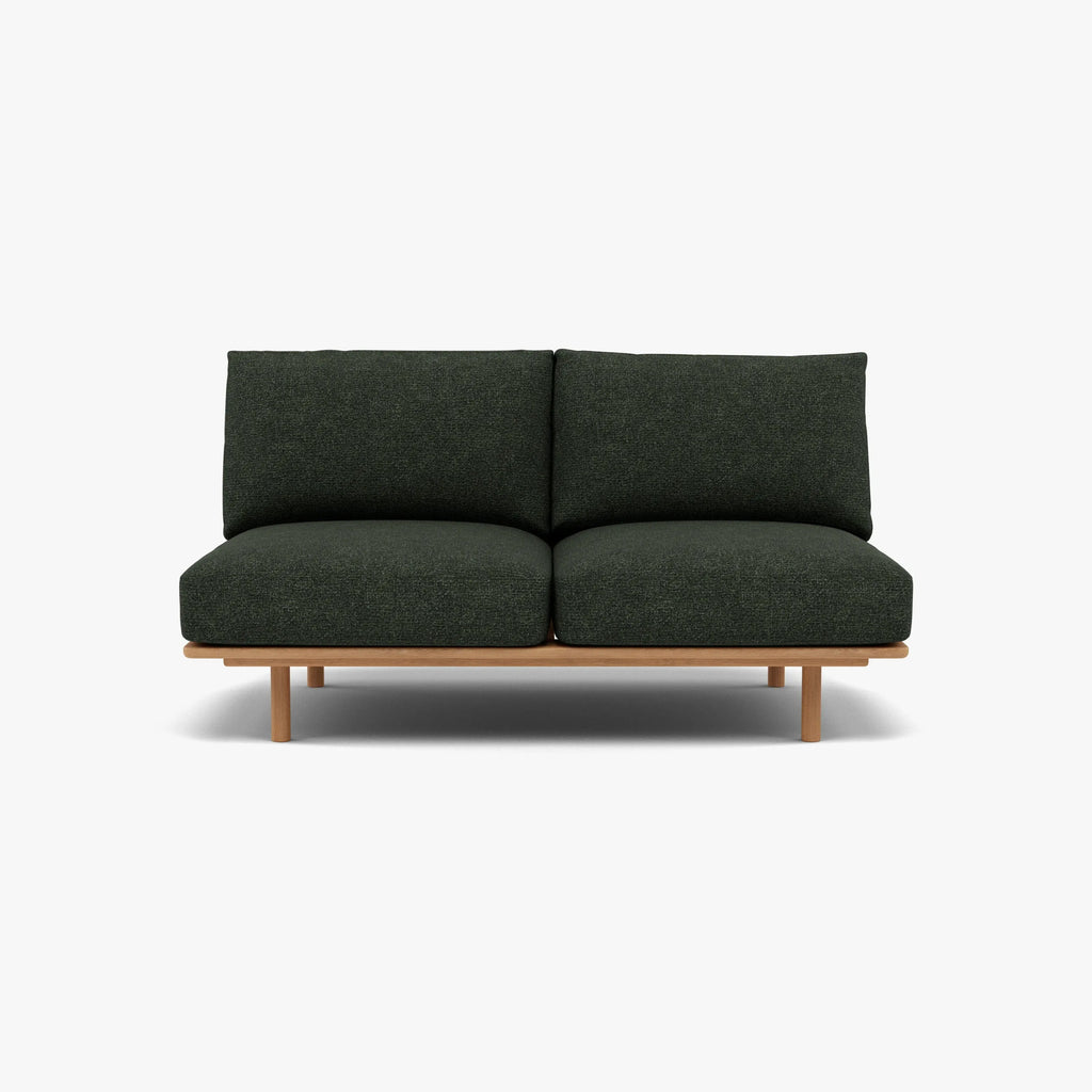 Anika Modular Sofa 2-Seater Component Olive Green Fabric Solid American Oak