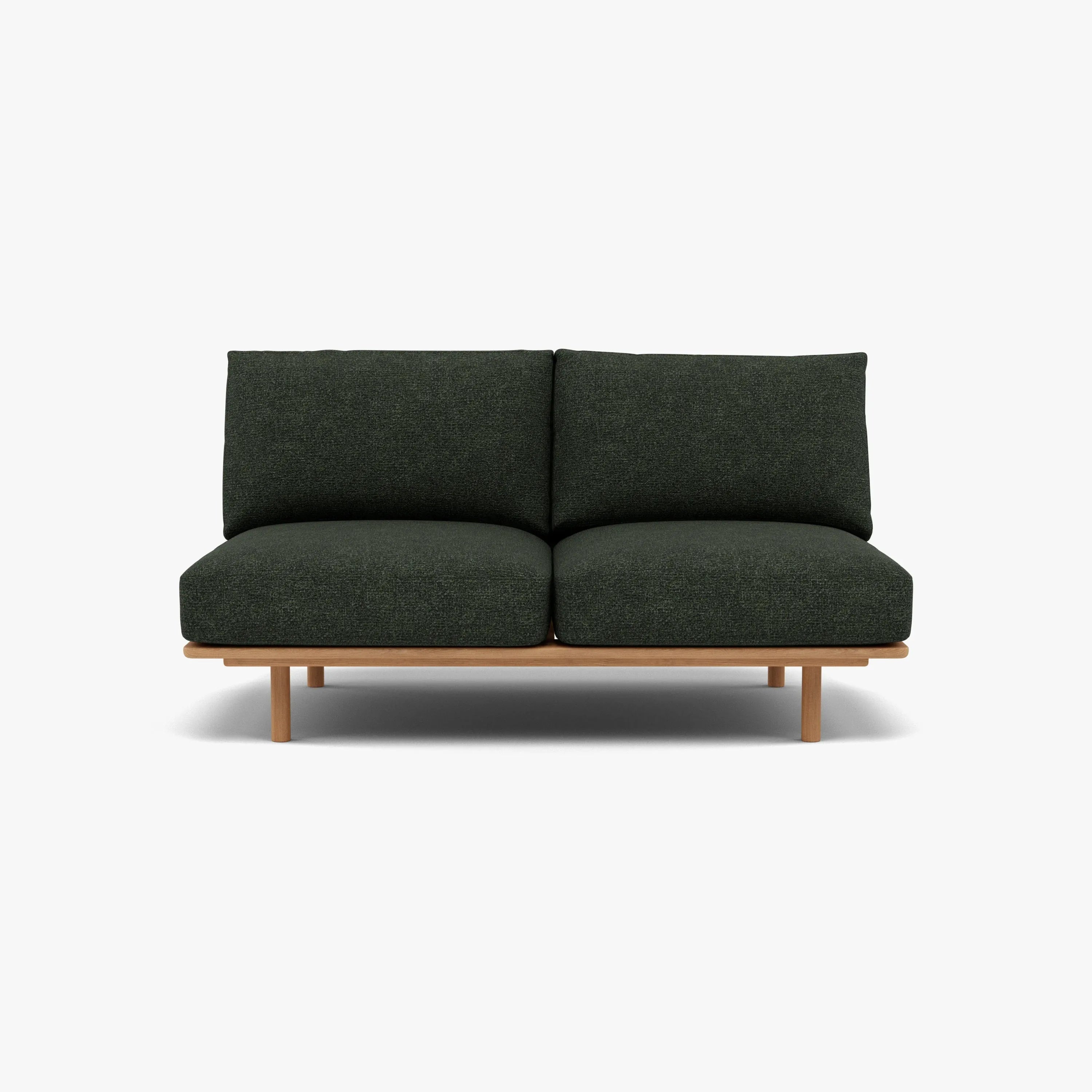 Anika Modular Sofa 2-Seater Component Olive Green Fabric Solid American Oak