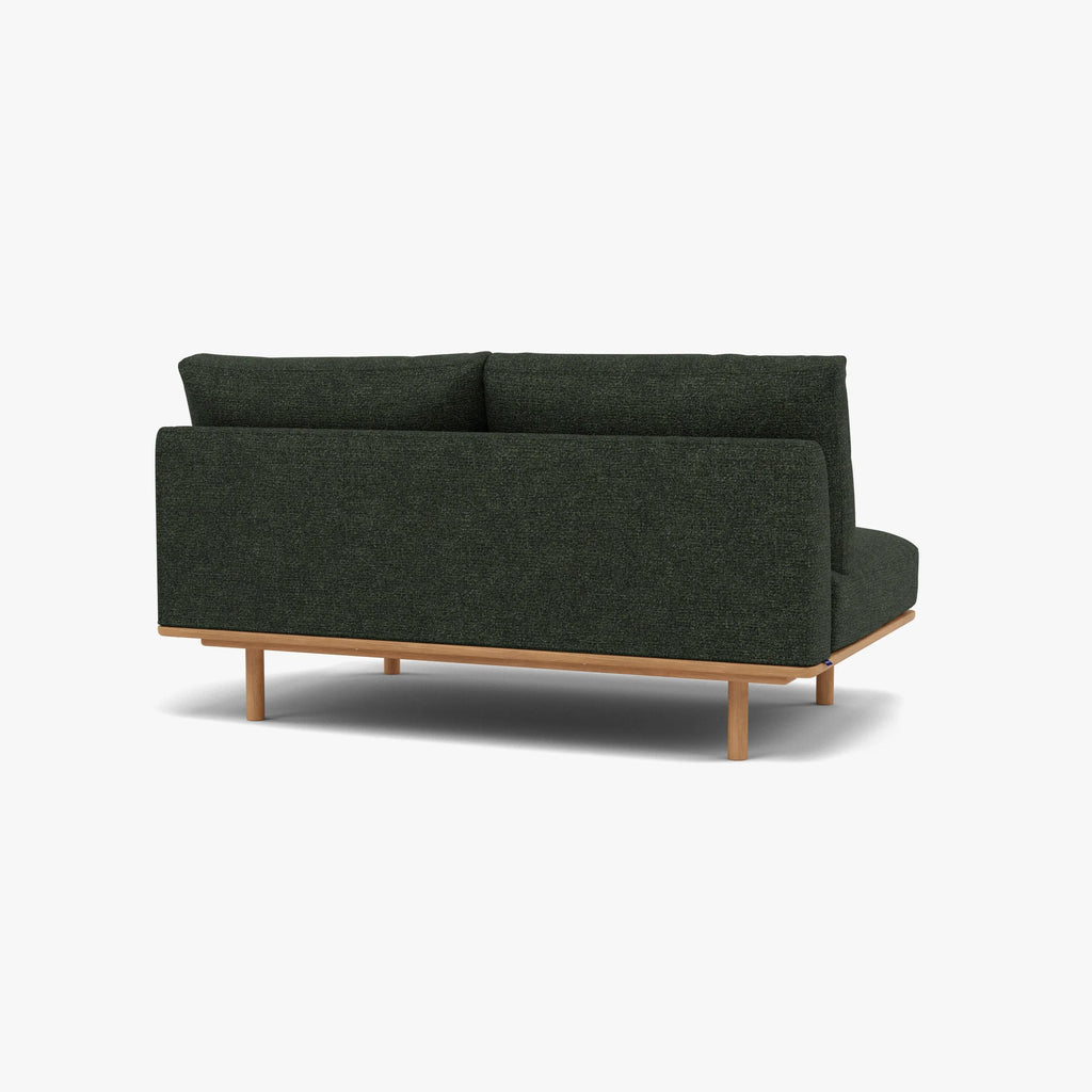 Anika Modular Sofa 2-Seater Component Olive Green Fabric Solid American Oak