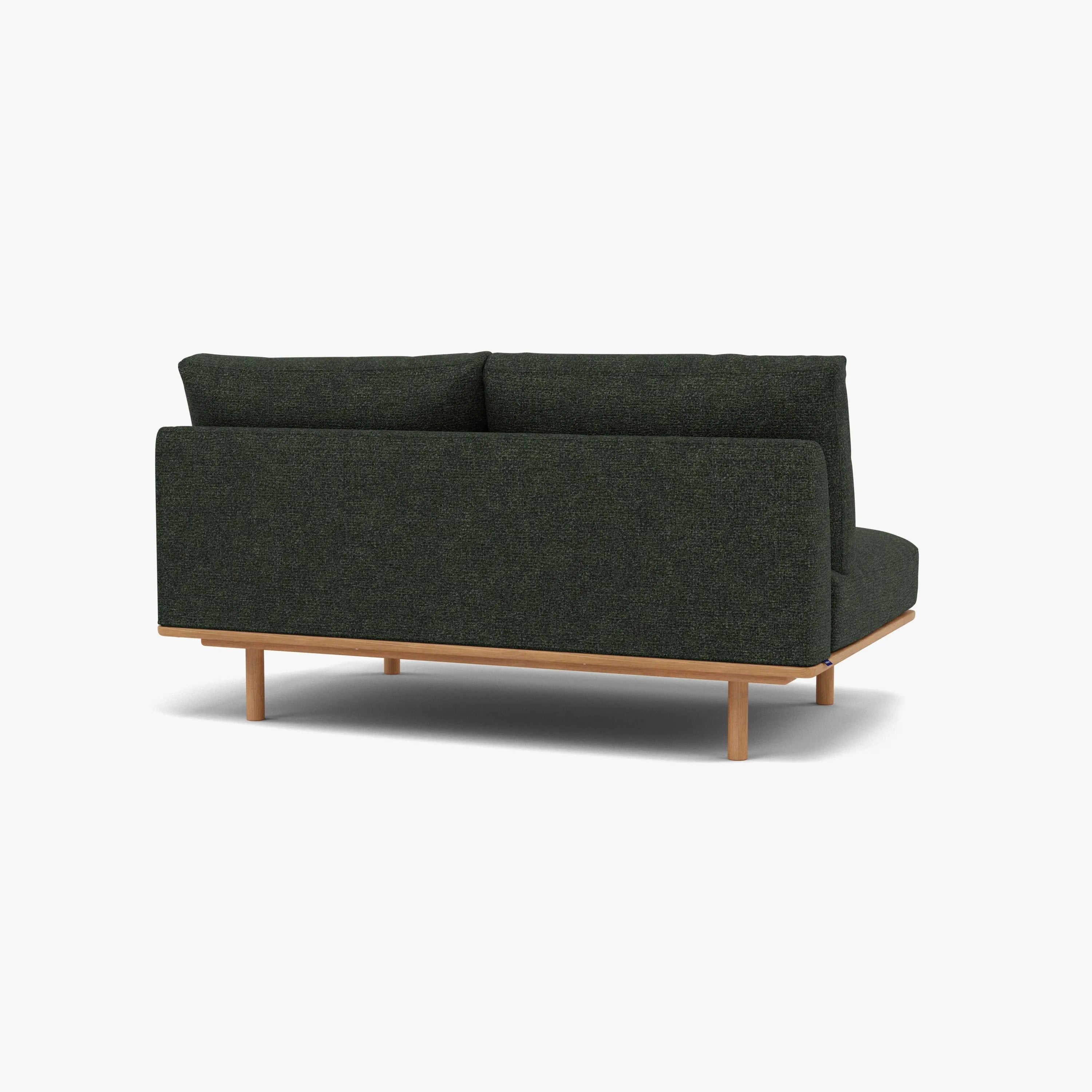Anika Modular Sofa 2-Seater Component Olive Green Fabric Solid American Oak