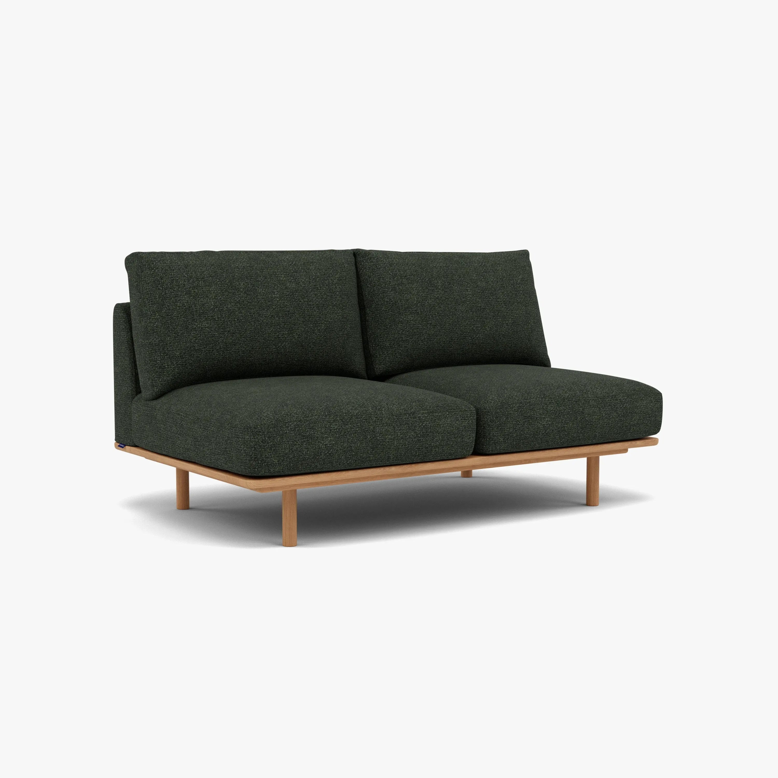 Anika Modular Sofa 2-Seater Component Olive Green Fabric Solid American Oak