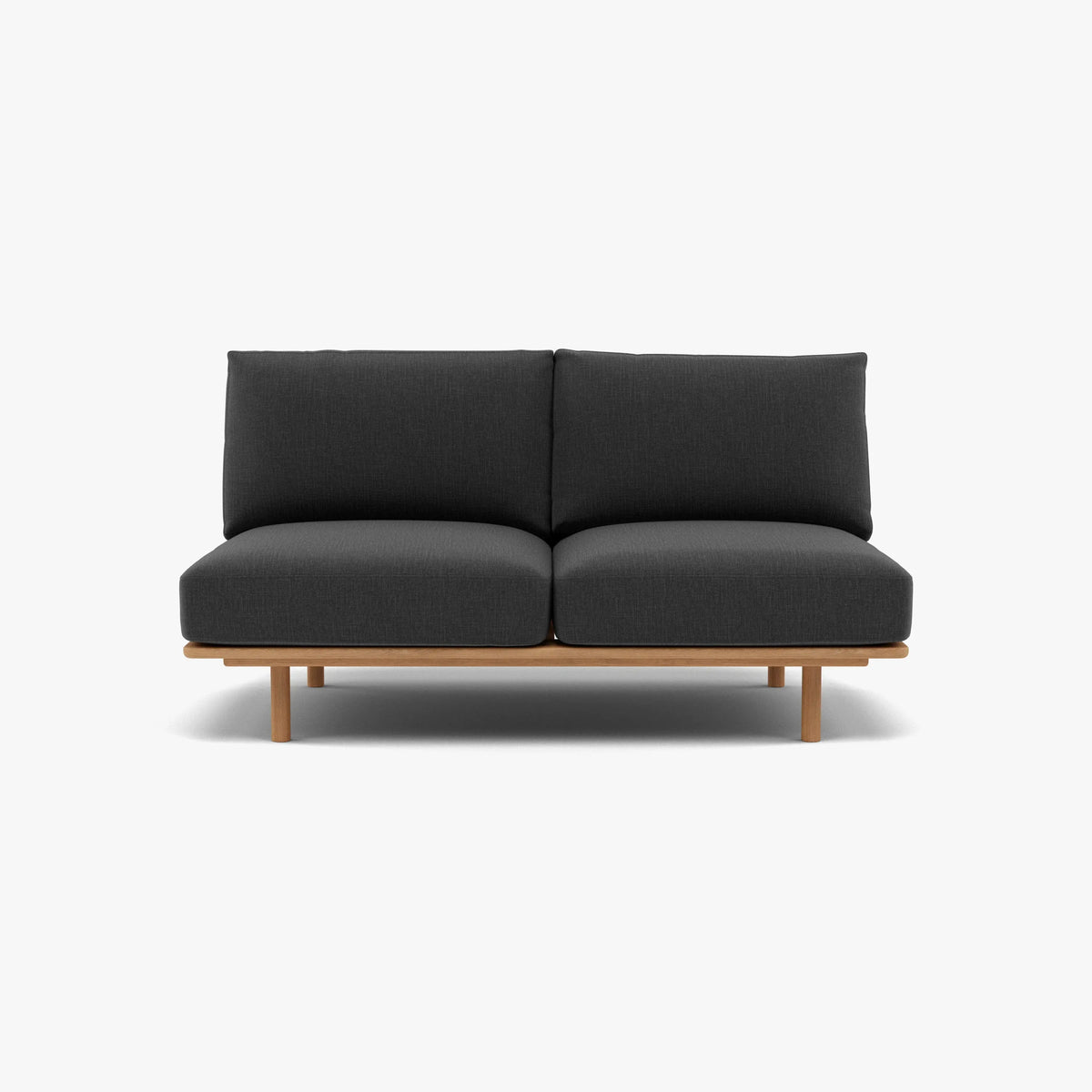 Anika Modular Sofa 2-Seater Component Steel Grey Fabric Solid American Oak