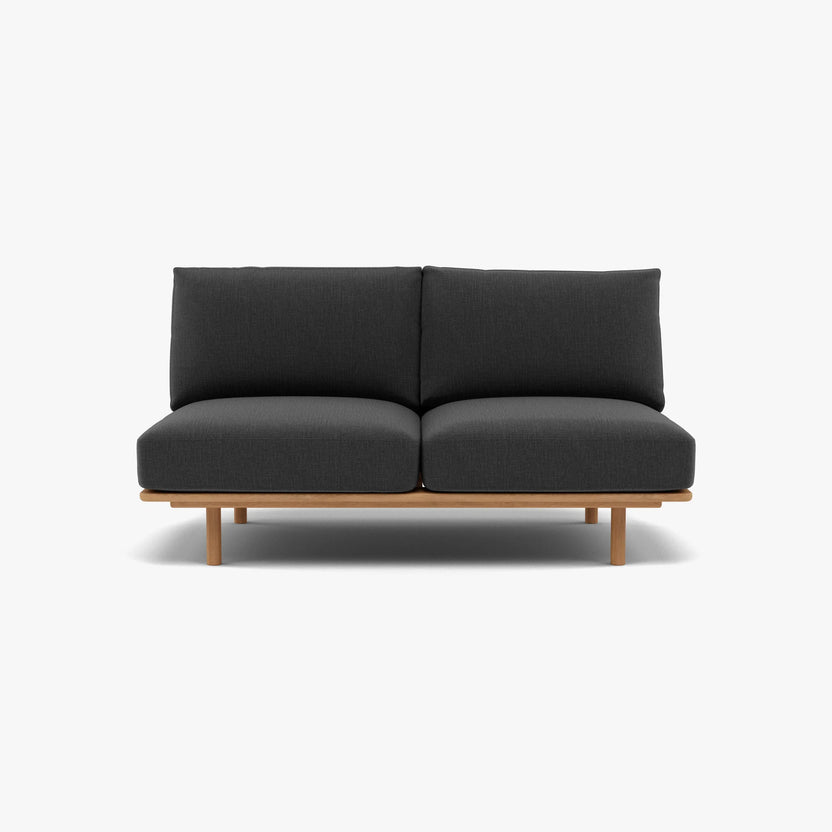 Anika Modular Sofa 2-Seater Component Steel Grey Fabric Solid American Oak