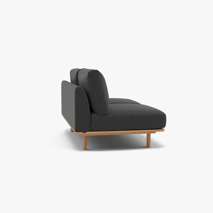 Anika Modular Sofa 2-Seater Component Steel Grey Fabric Solid American Oak