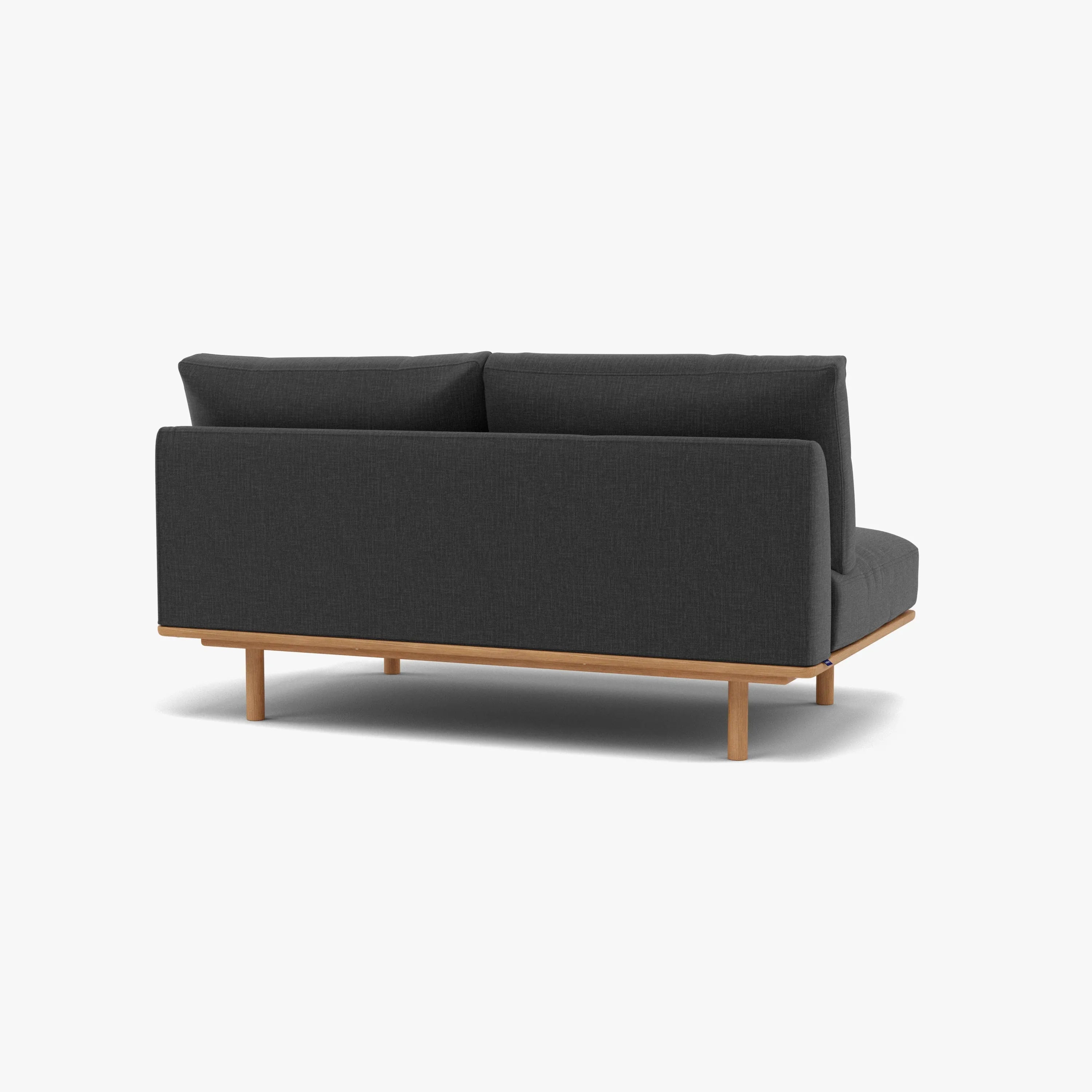 Anika Modular Sofa 2-Seater Component Steel Grey Fabric Solid American Oak