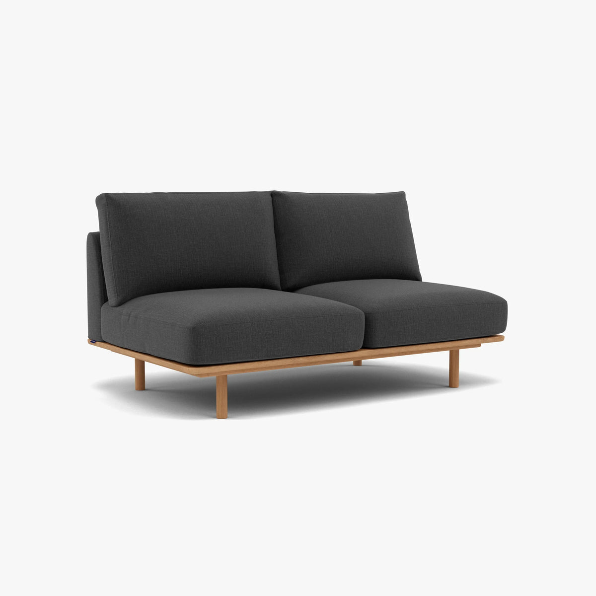 Anika Modular Sofa 2-Seater Component Steel Grey Fabric Solid American Oak