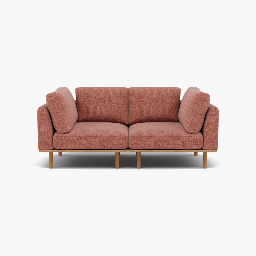 Anika Modular Sofa 2-Seater Clay Pink Fabric Solid American Oak