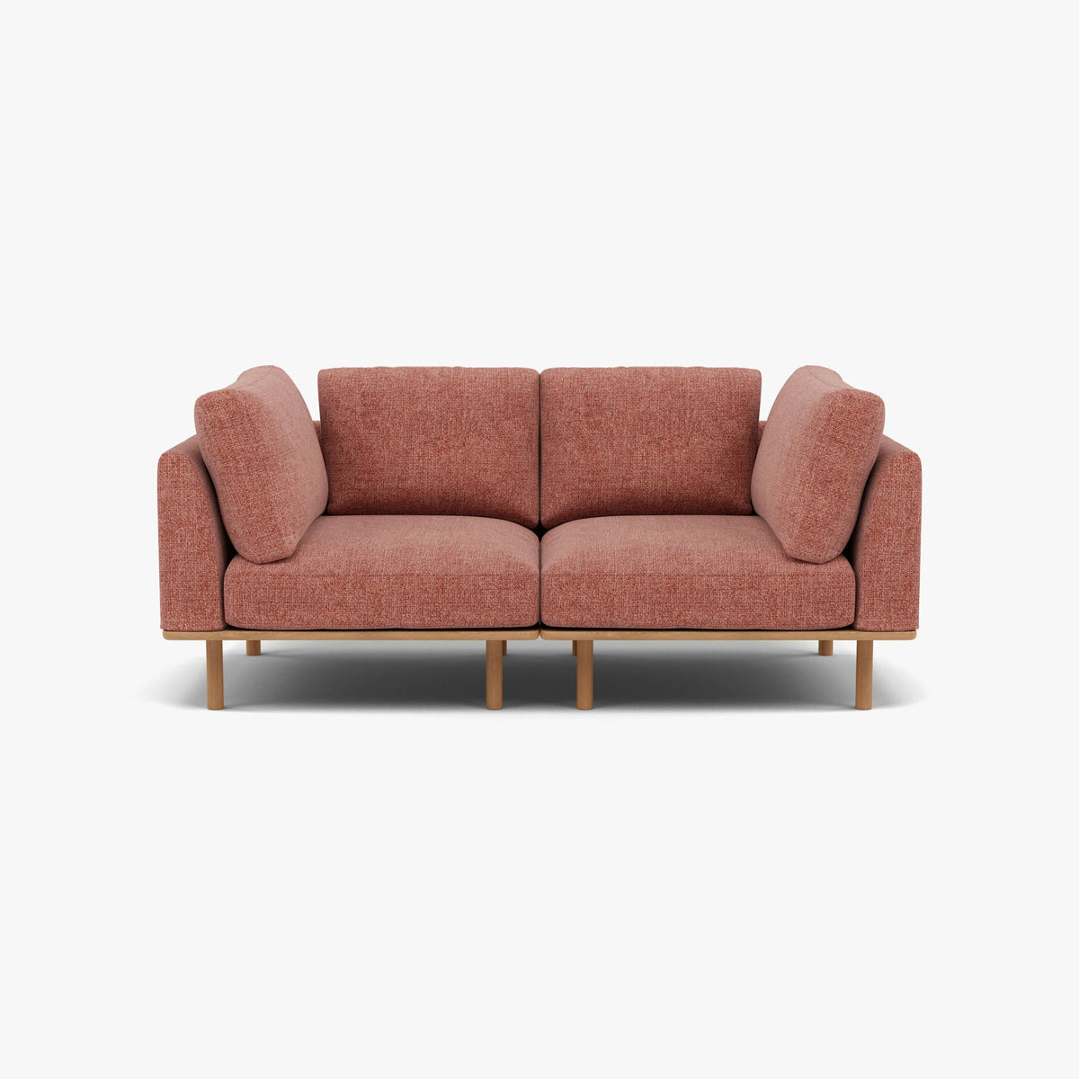 Anika Modular Sofa 2-Seater Clay Pink Fabric Solid American Oak