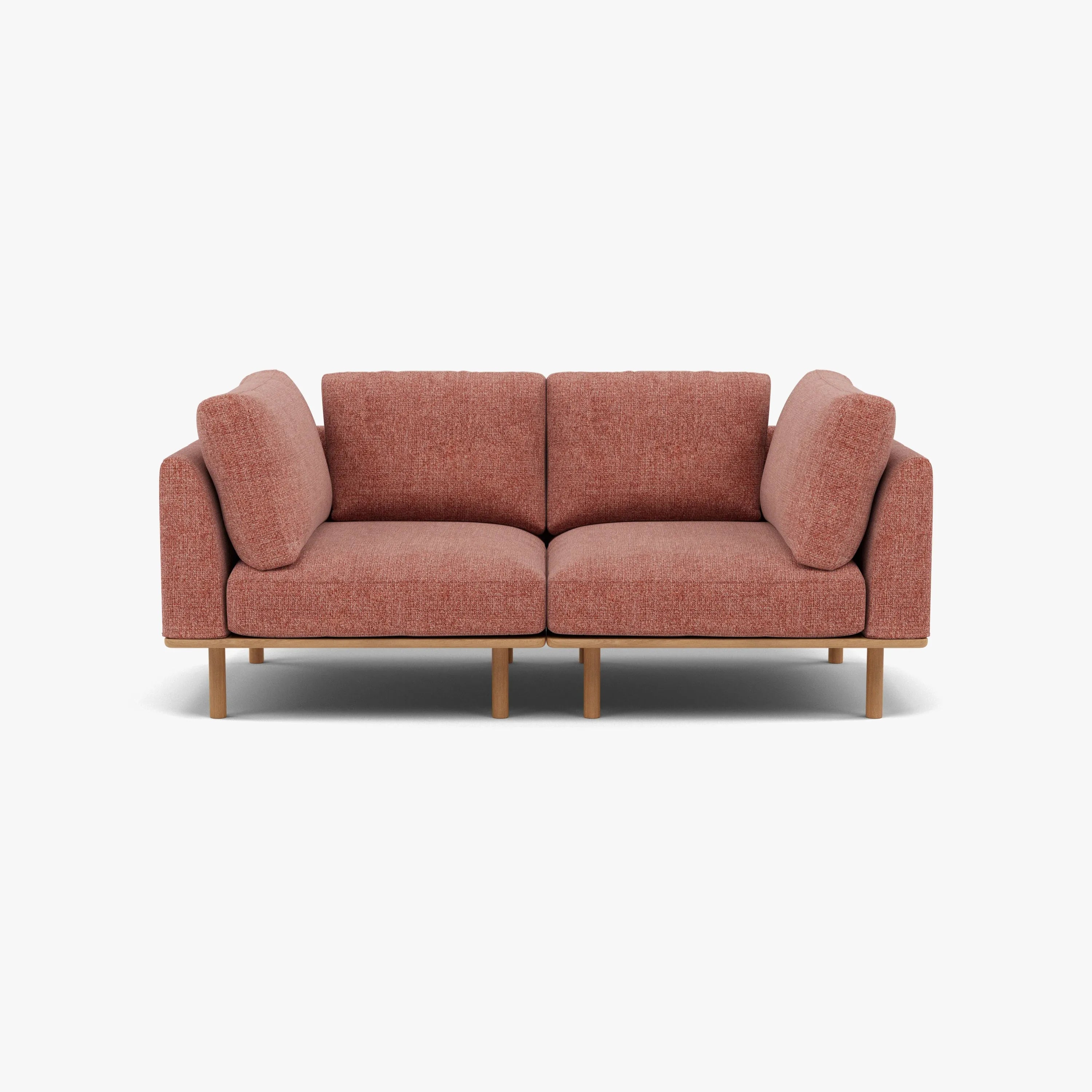 Anika Modular Sofa 2-Seater Clay Pink Fabric Solid American Oak