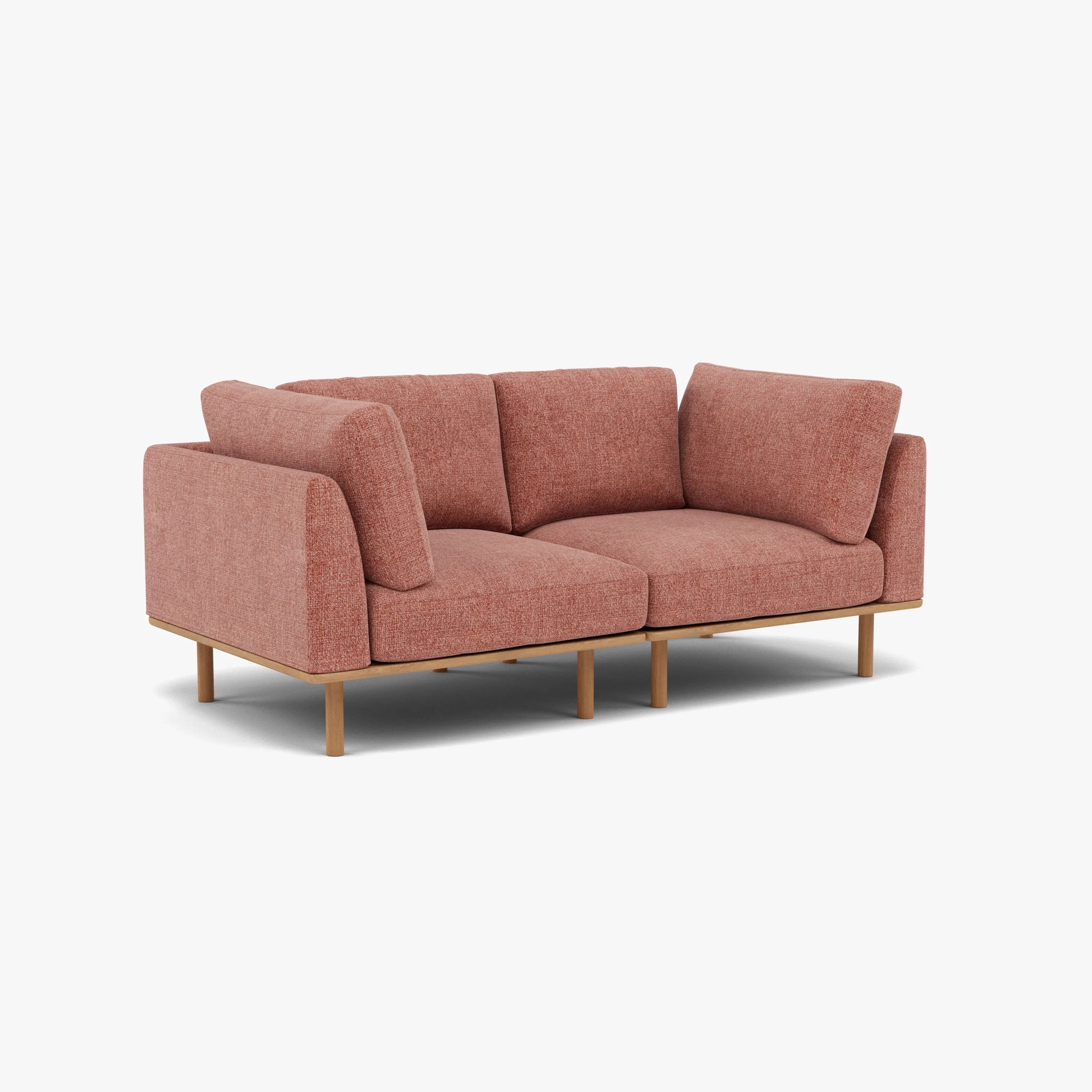 Anika Modular Sofa 2-Seater Clay Pink Fabric Solid American Oak