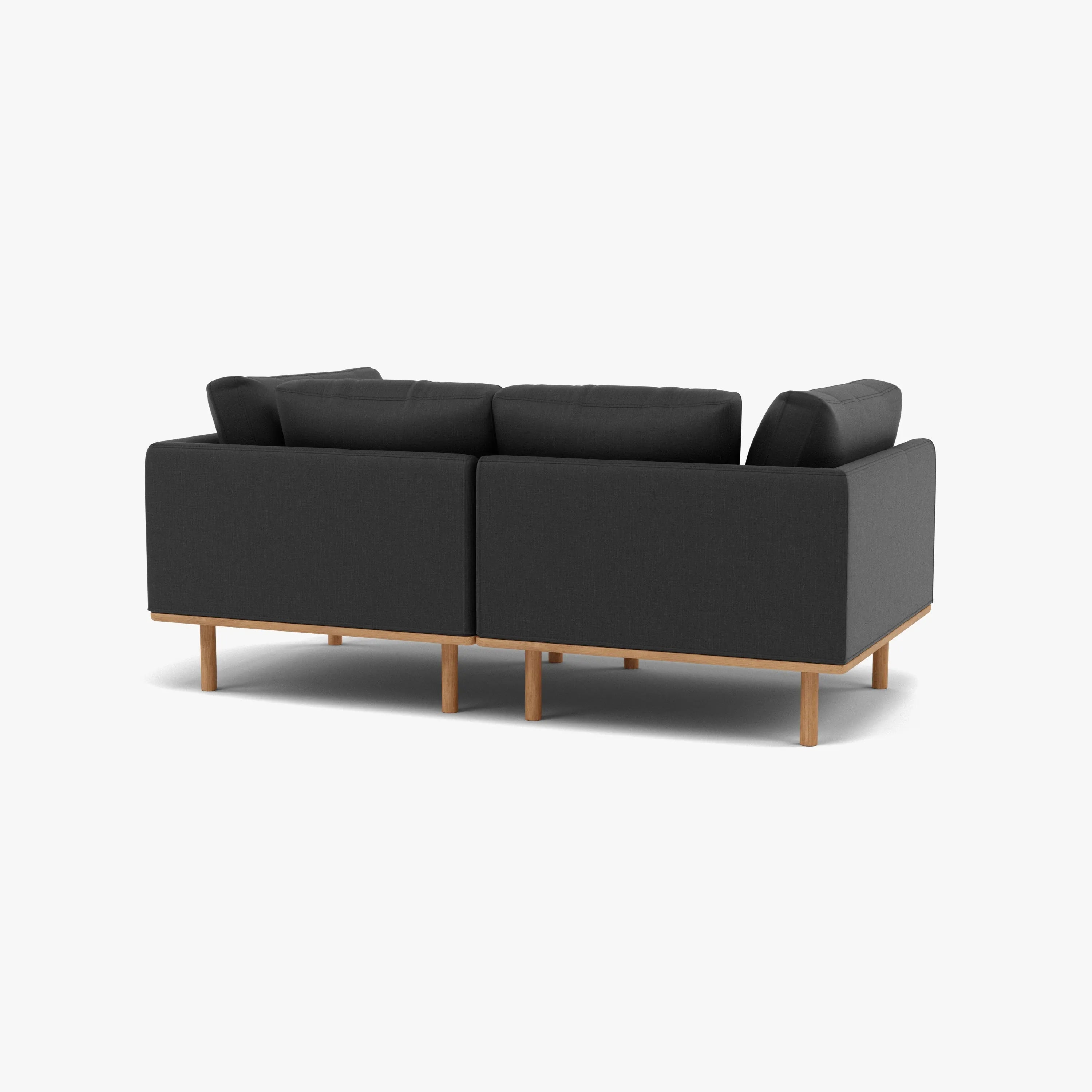 Anika Modular Sofa 2-Seater Coal Grey Fabric Solid American Oak