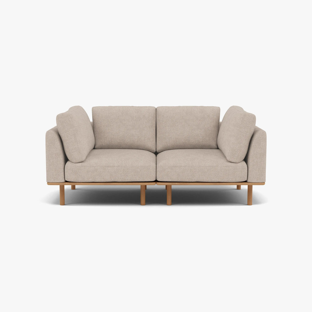 Anika Modular Sofa 2-Seater Ivory Beige Fabric Solid American Oak