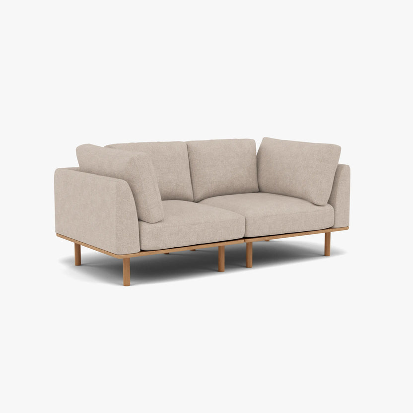 Anika Modular Sofa 2-Seater Ivory Beige Fabric Solid American Oak
